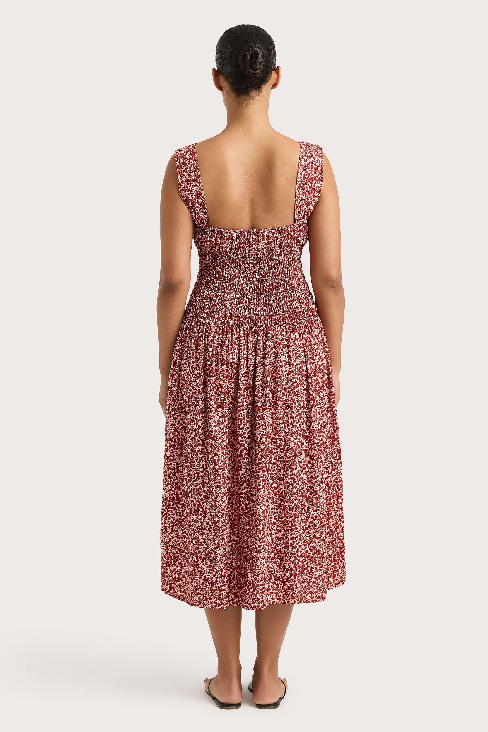 Yerres Midi Dress Peony Stamp Garnet - Final Sale Product Image