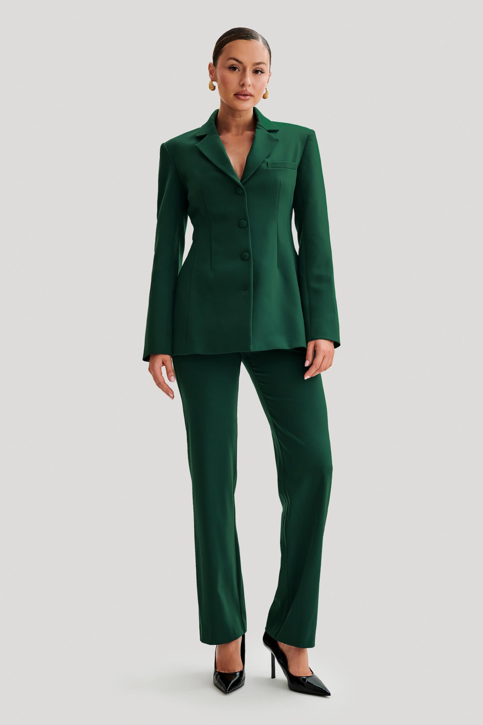 Greer Hourglass Suiting Blazer - Forest Green Product Image