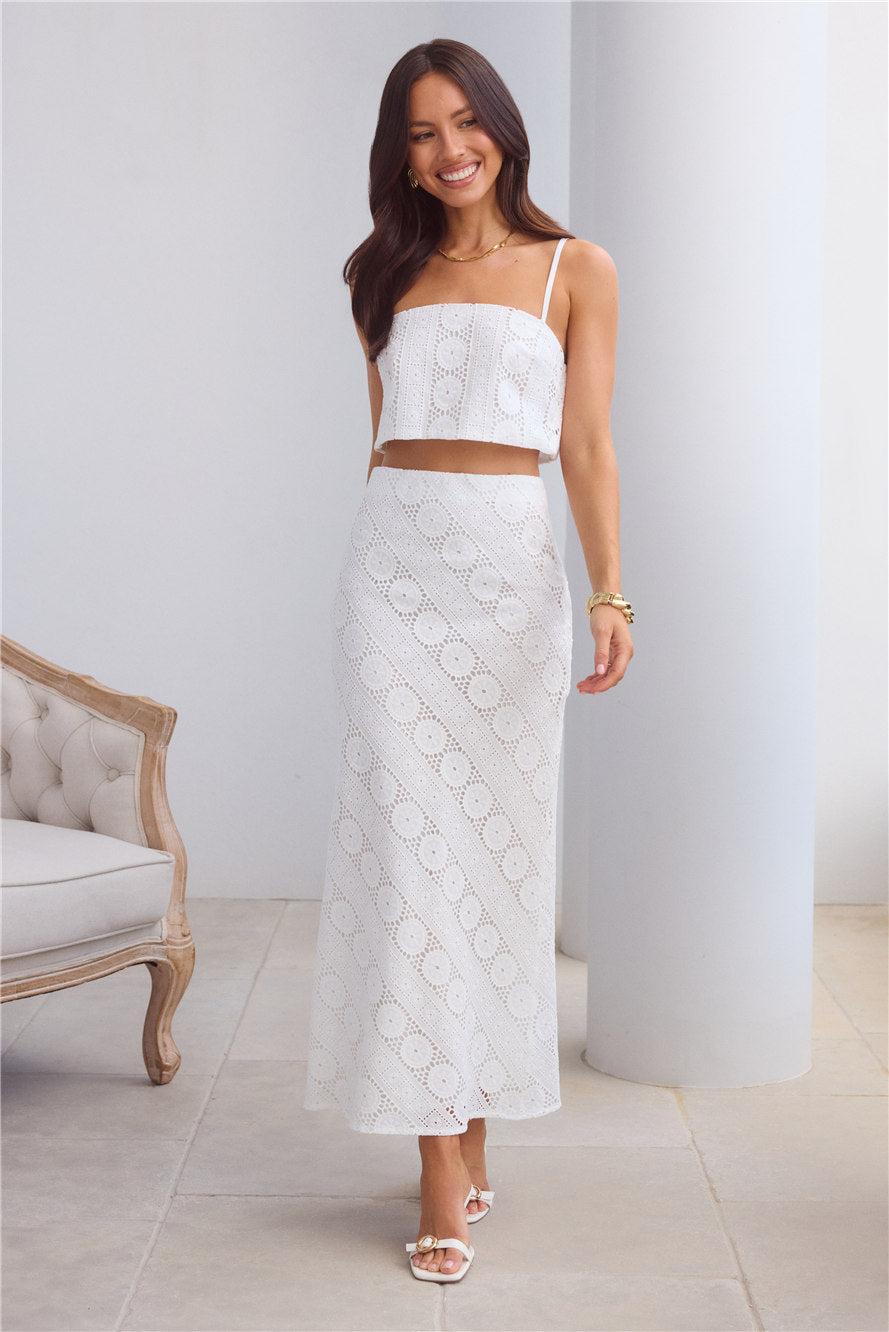 Island Calm Embroidered Maxi Skirt White Product Image