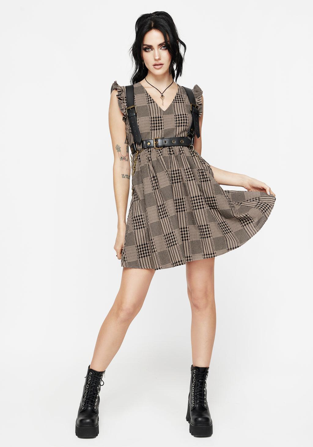 Mabel Check Mini Skater Dress Product Image