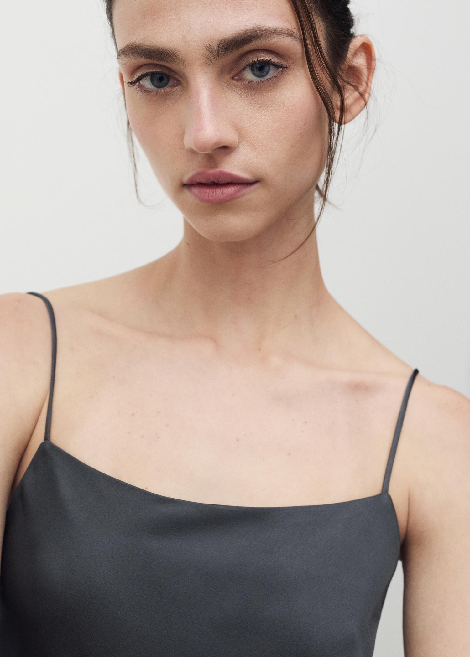 Satin nightgown with straps - Women | MANGO USA Product Image