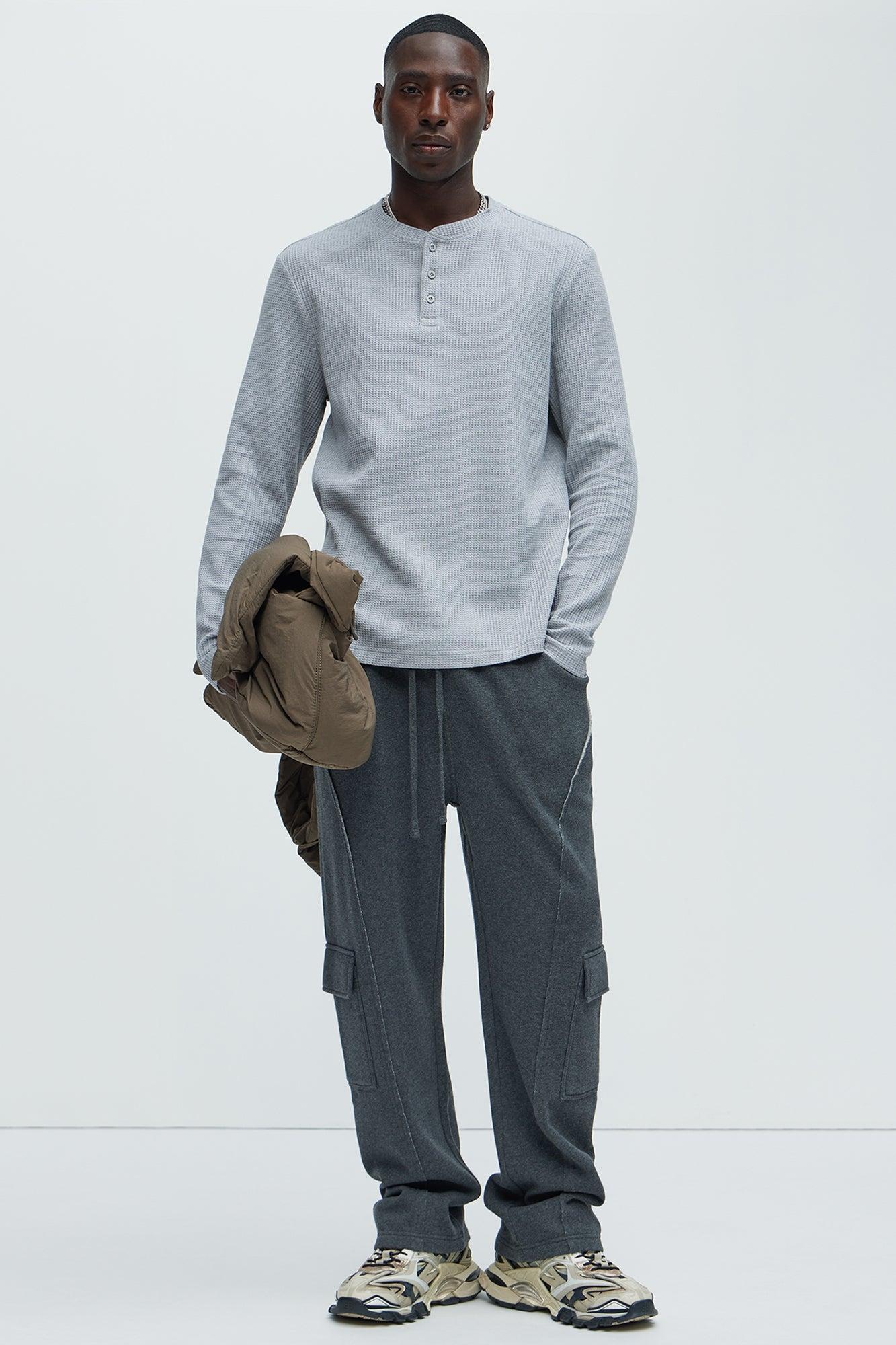 Wesley Long Sleeve Henley - Heather Grey Product Image