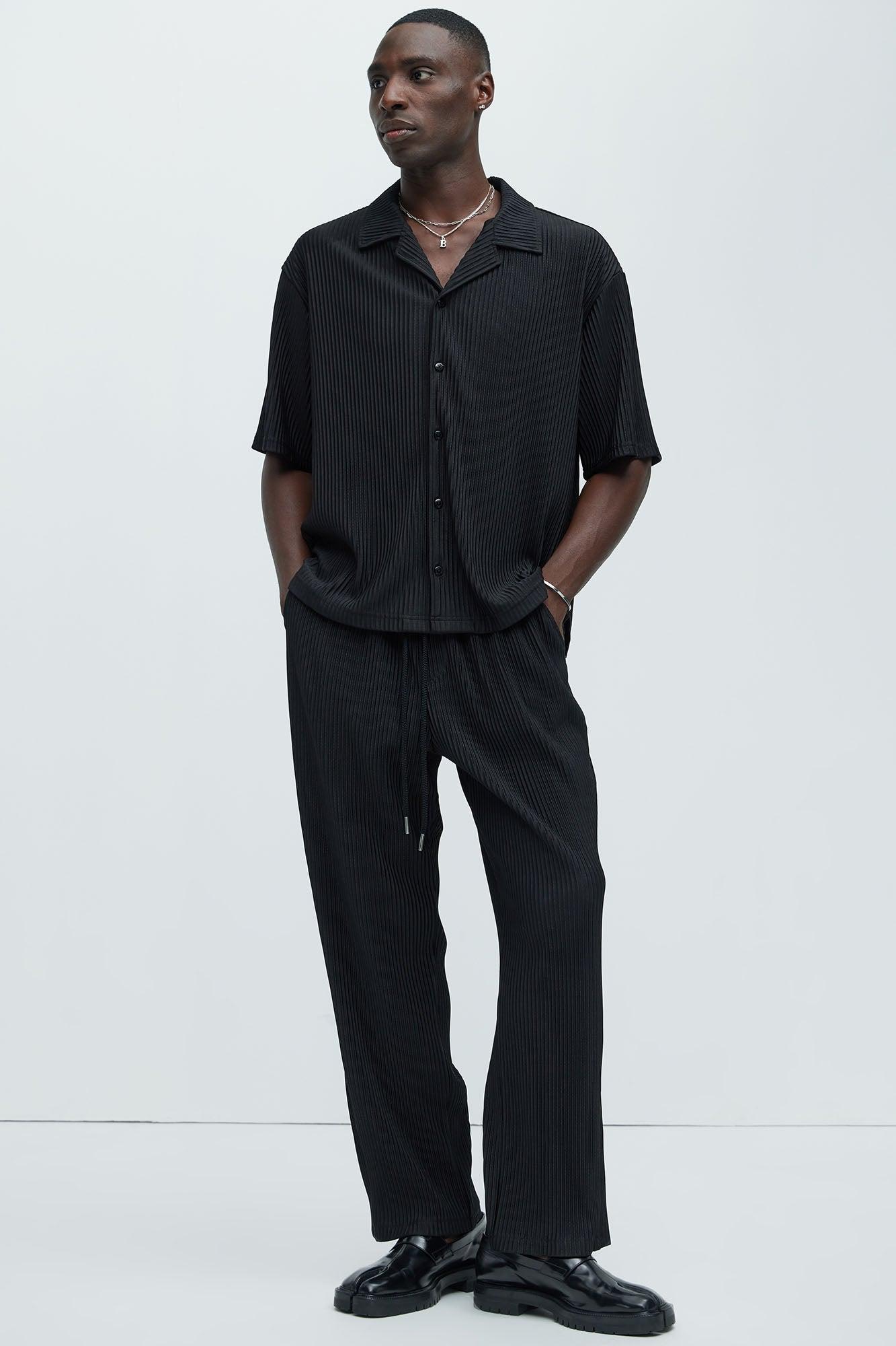 Potential Straight Pleated Pants - Black Product Image