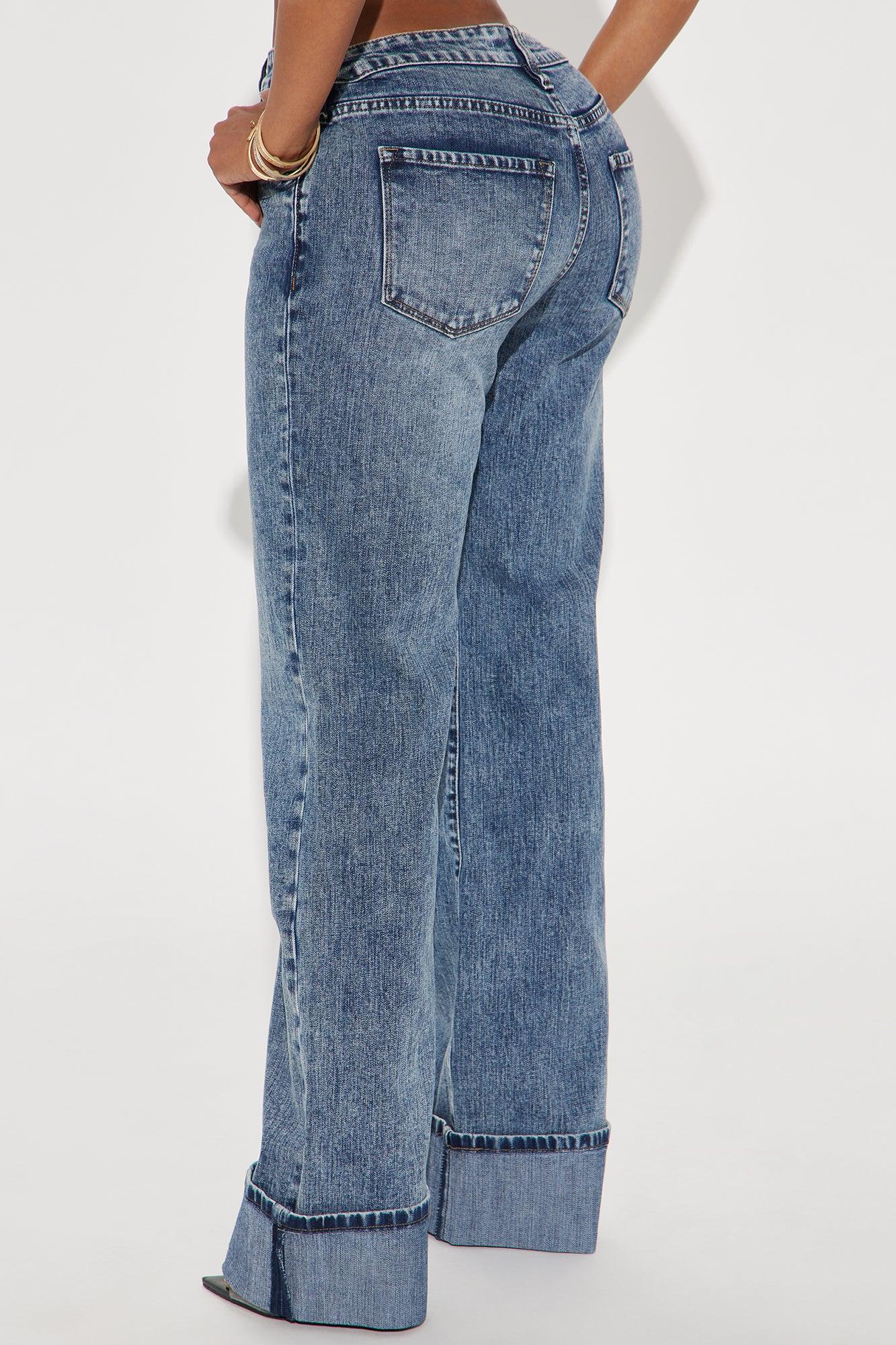 On My Radar Cuffed Wide Leg Jeans - Medium Wash Product Image