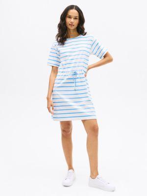 Stripe Belted Gold Button T-Shirt Dress Product Image