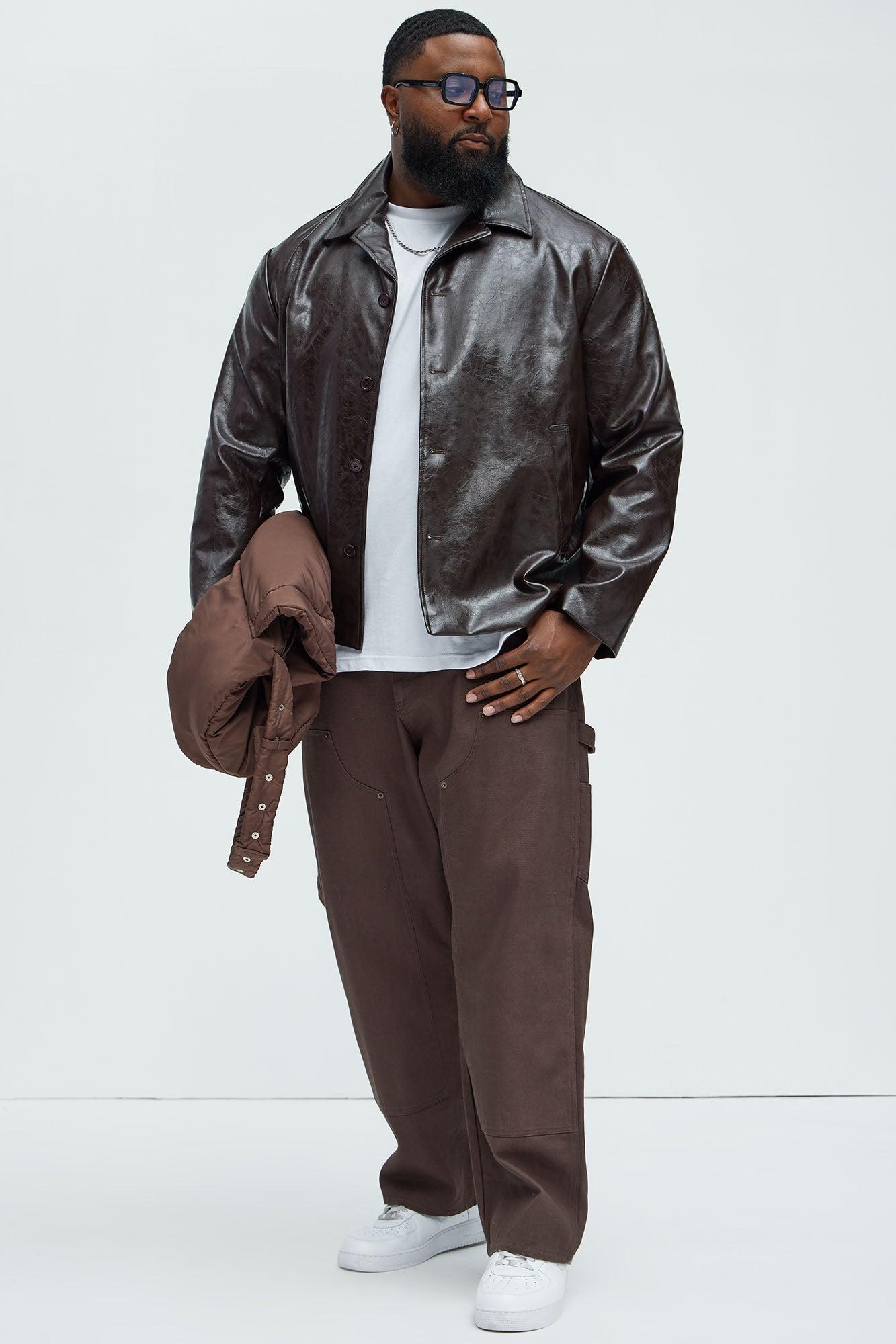 Mitchell Faux Leather Jacket - Brown Product Image