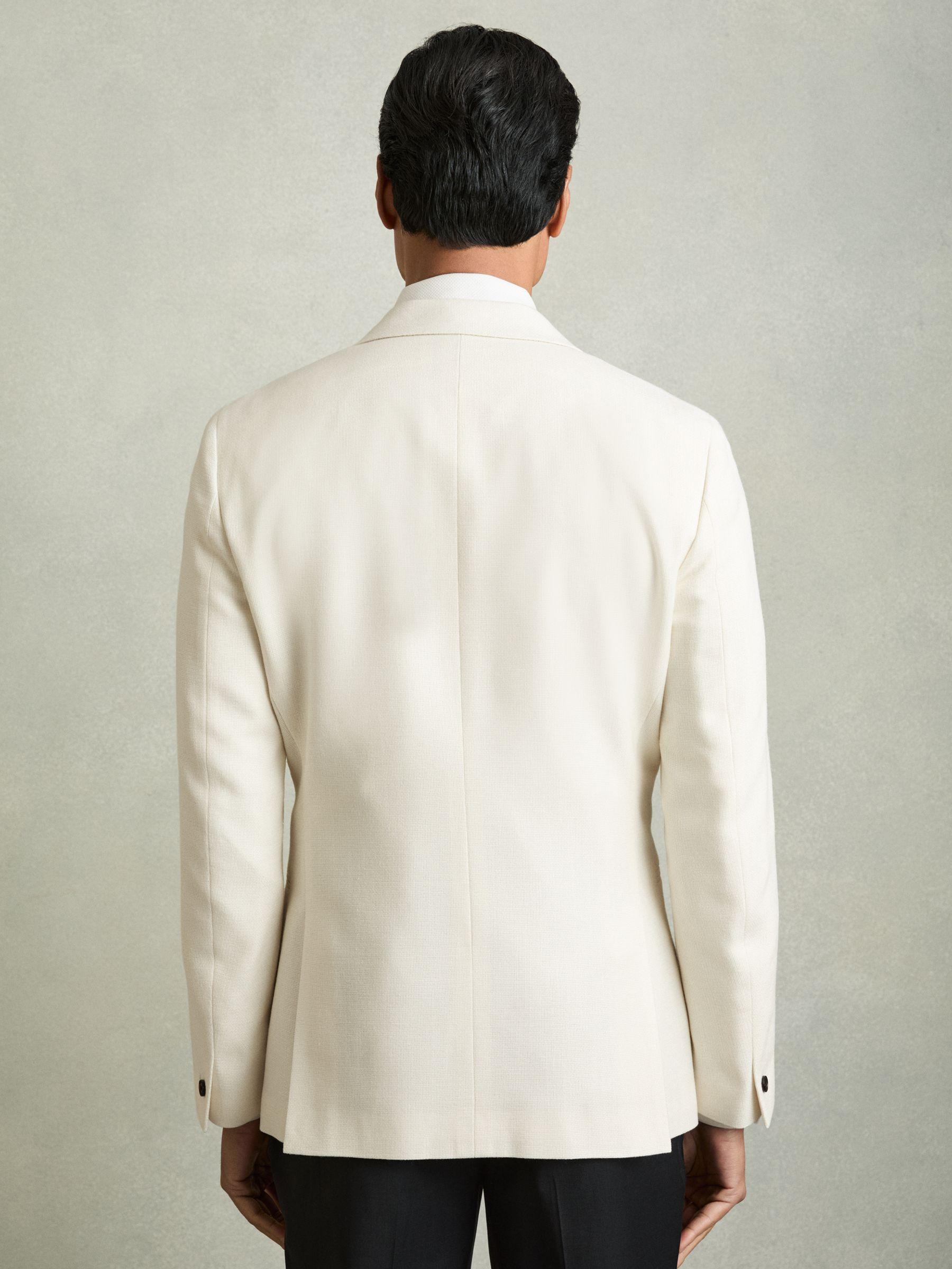 Regular-Fit Double-Breasted Sharkskin Wool-Blend Suit Blazer in Charcoal Grey Product Image