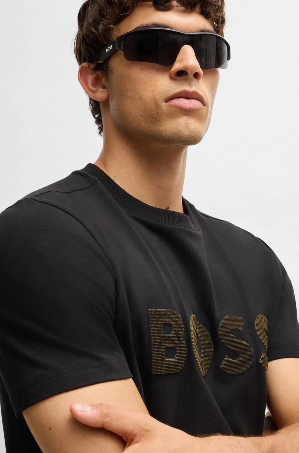 Boss Stretch-Cotton T-Shirt with Large Logo Product Image