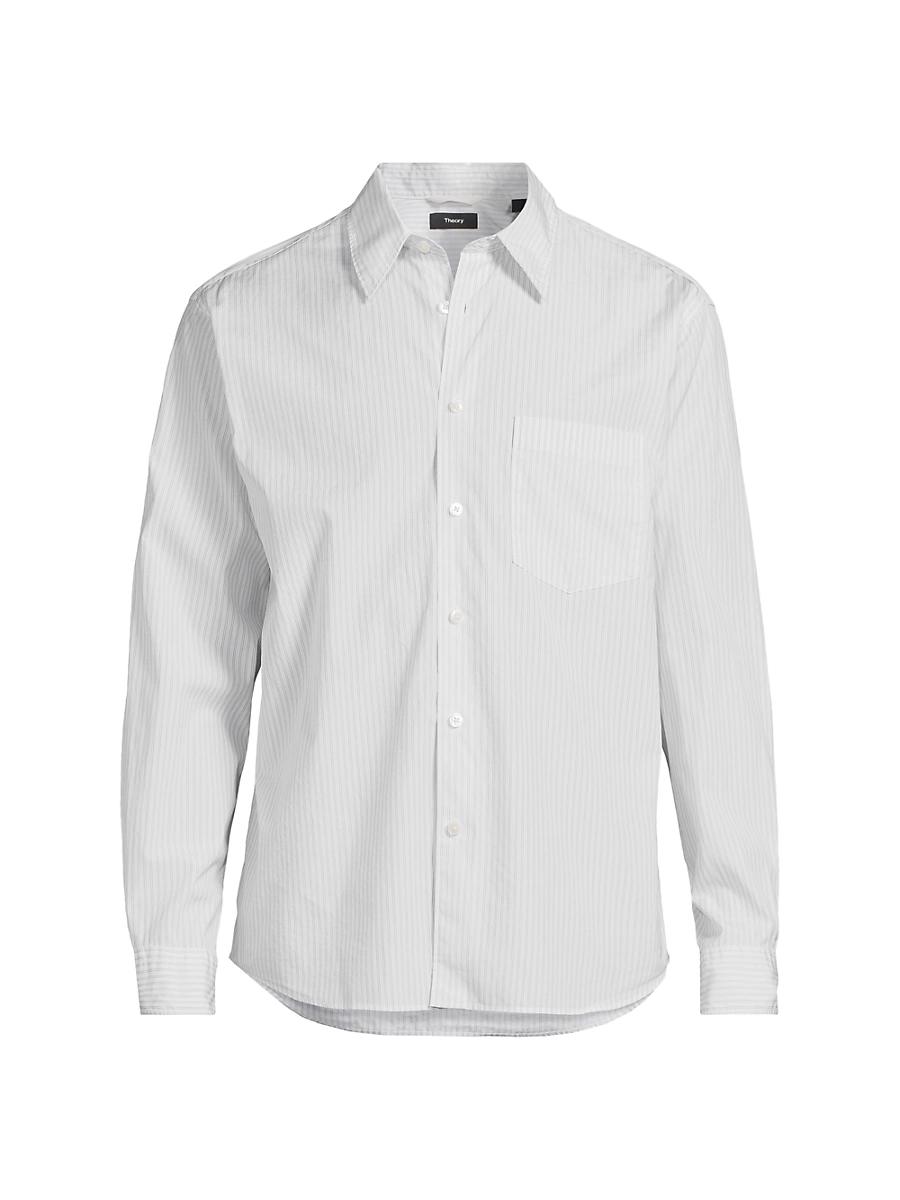 Mens Weekend Striped Cotton Poplin Button-Front Shirt Product Image