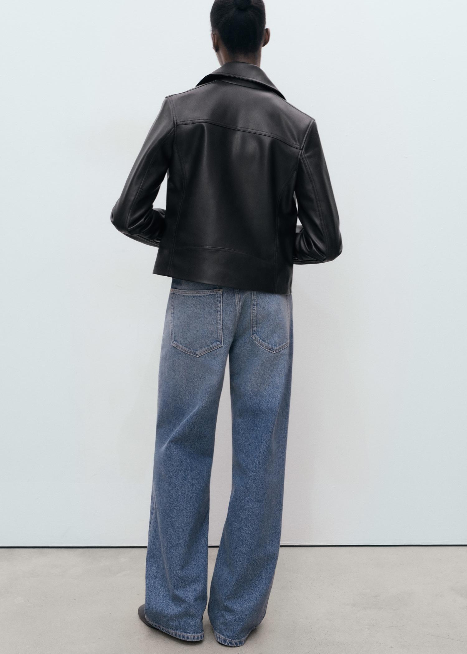 Leather-effect biker jacket - Women | MANGO USA Product Image