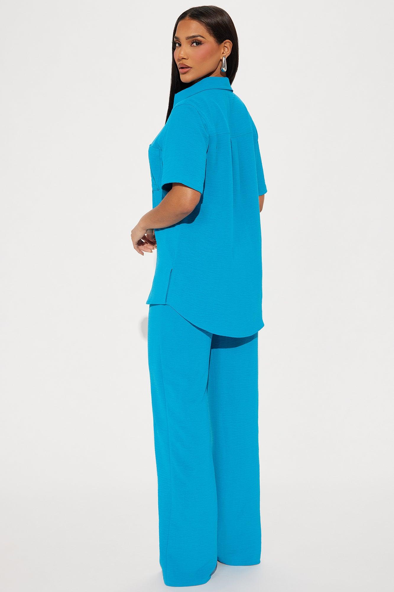 Makenzie Short Sleeve Pant Set - Turquoise Product Image