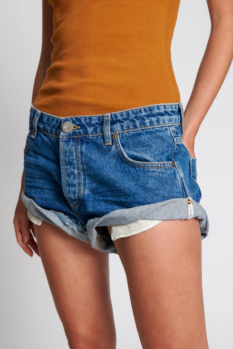 ROSEWOOD BLUE BANDITS LOW WAIST DENIM SHORT Product Image