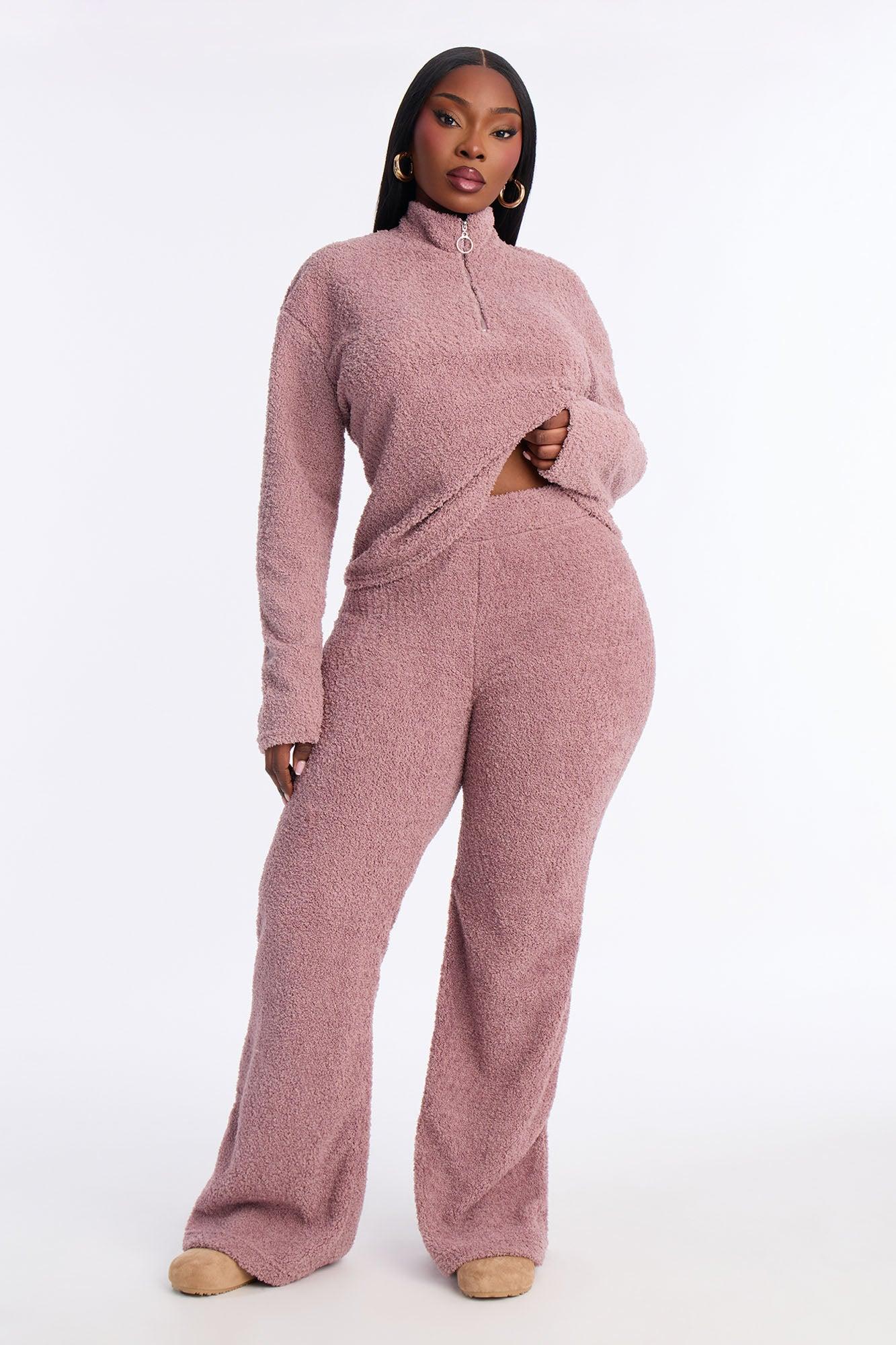 Lana Sherpa Flare Lounge Pant - Mauve Female Product Image