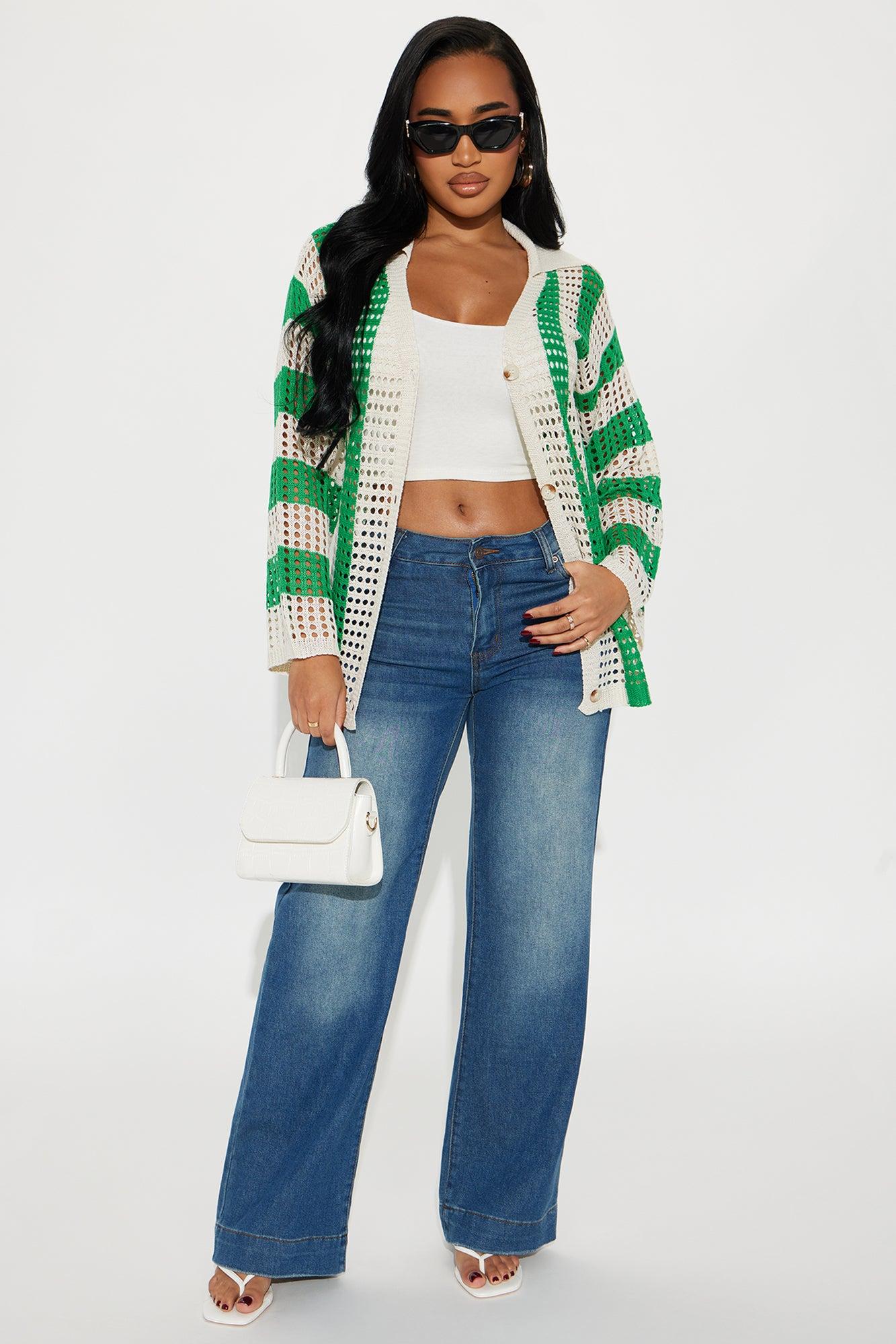 Seaside Bliss Crochet Shirt - Green/combo Product Image
