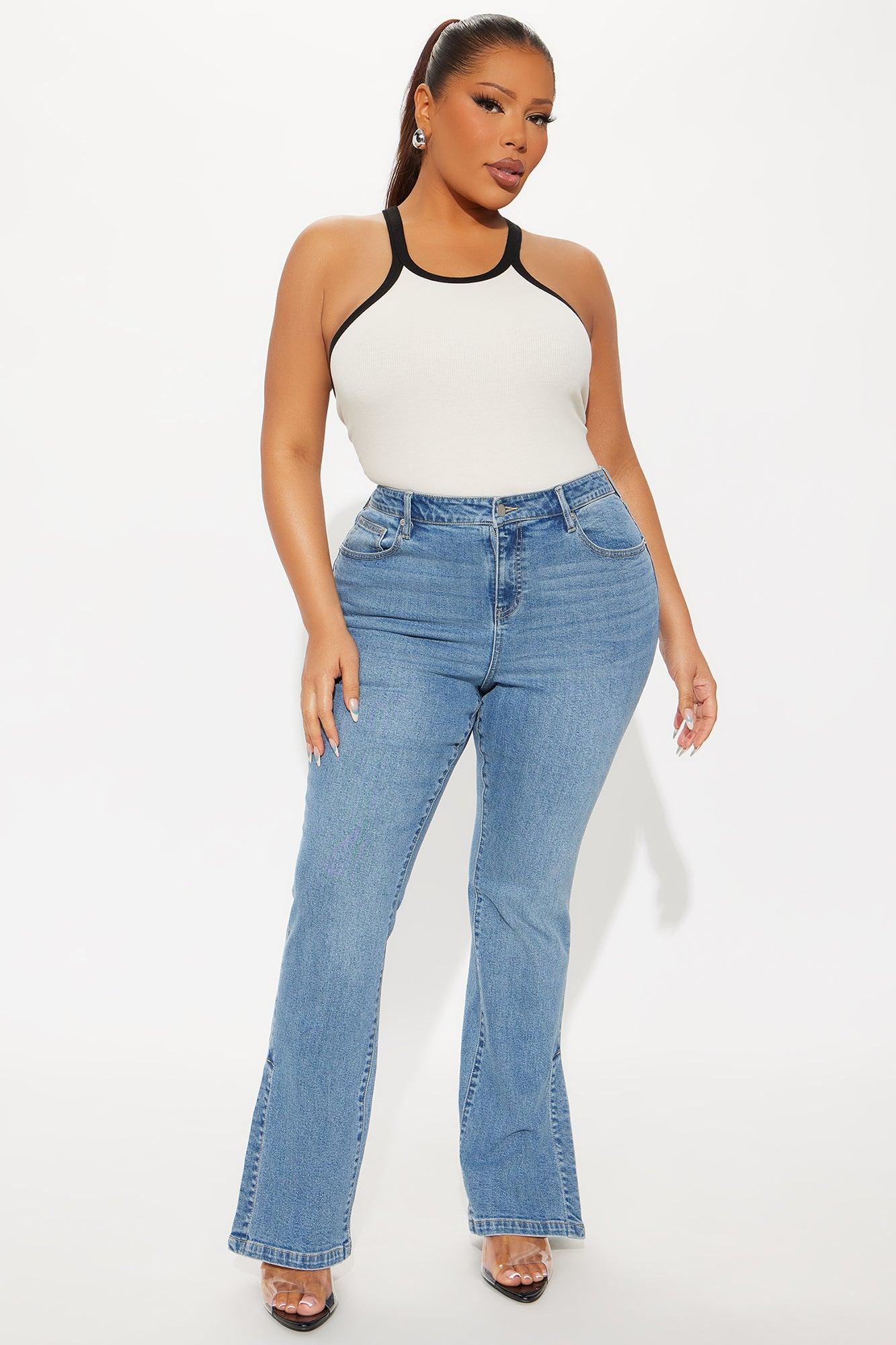 Riley Split Hem Stretch Flare Jeans - Medium Wash Female Product Image