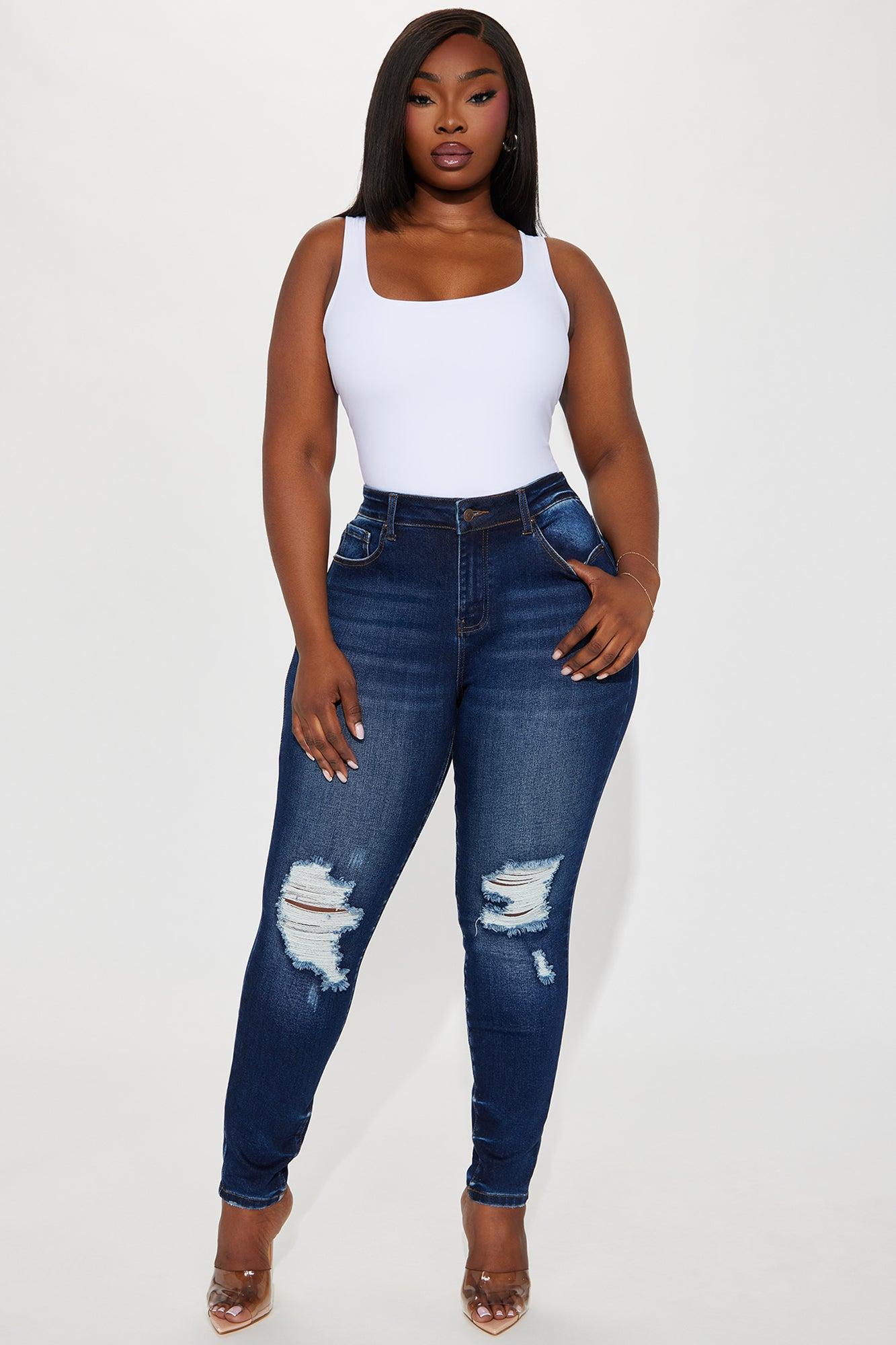 Kalisha Stretch Ripped Skinny Jeans - Dark Wash Product Image