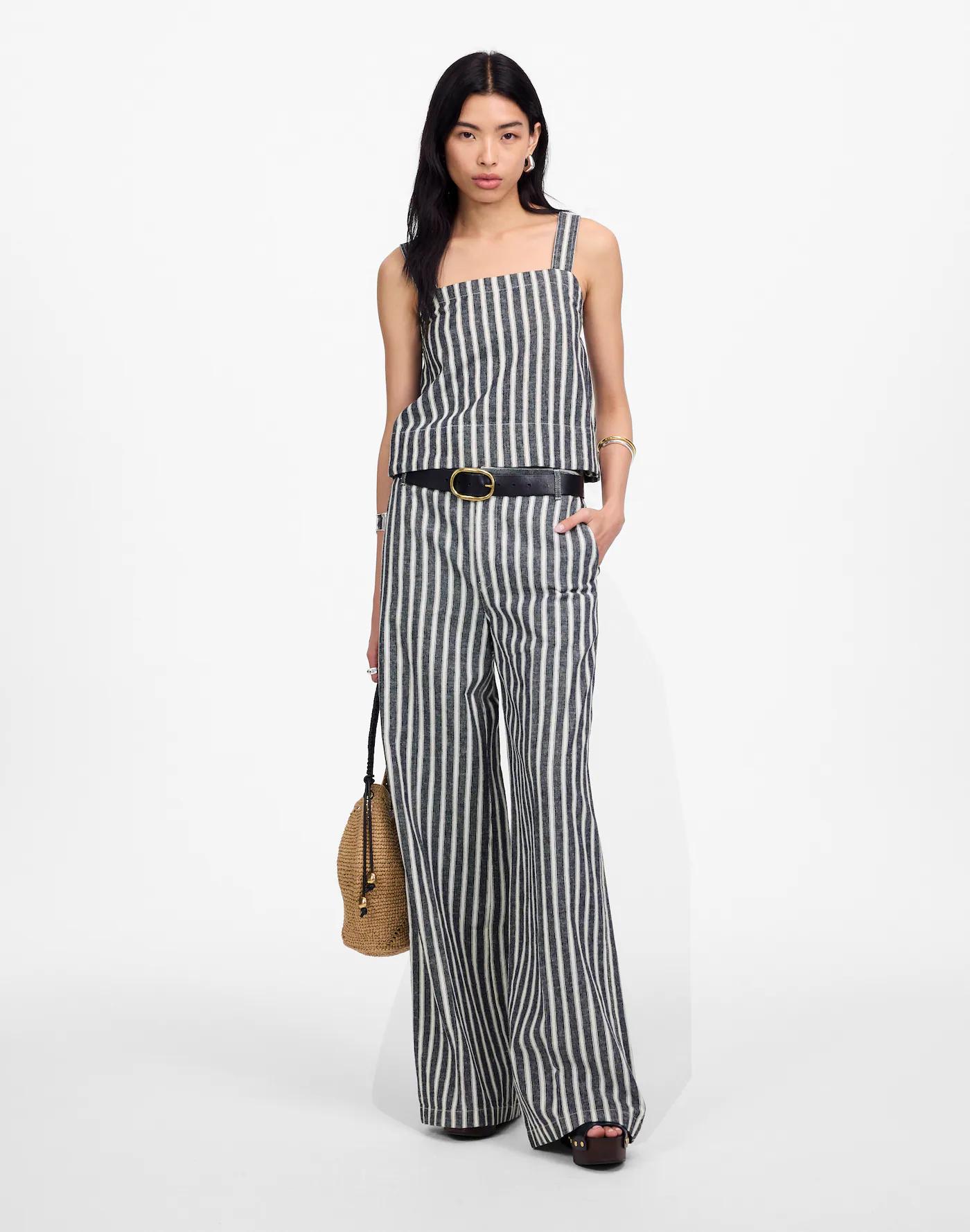 Squareneck Top in Linen Blend Stripe Product Image