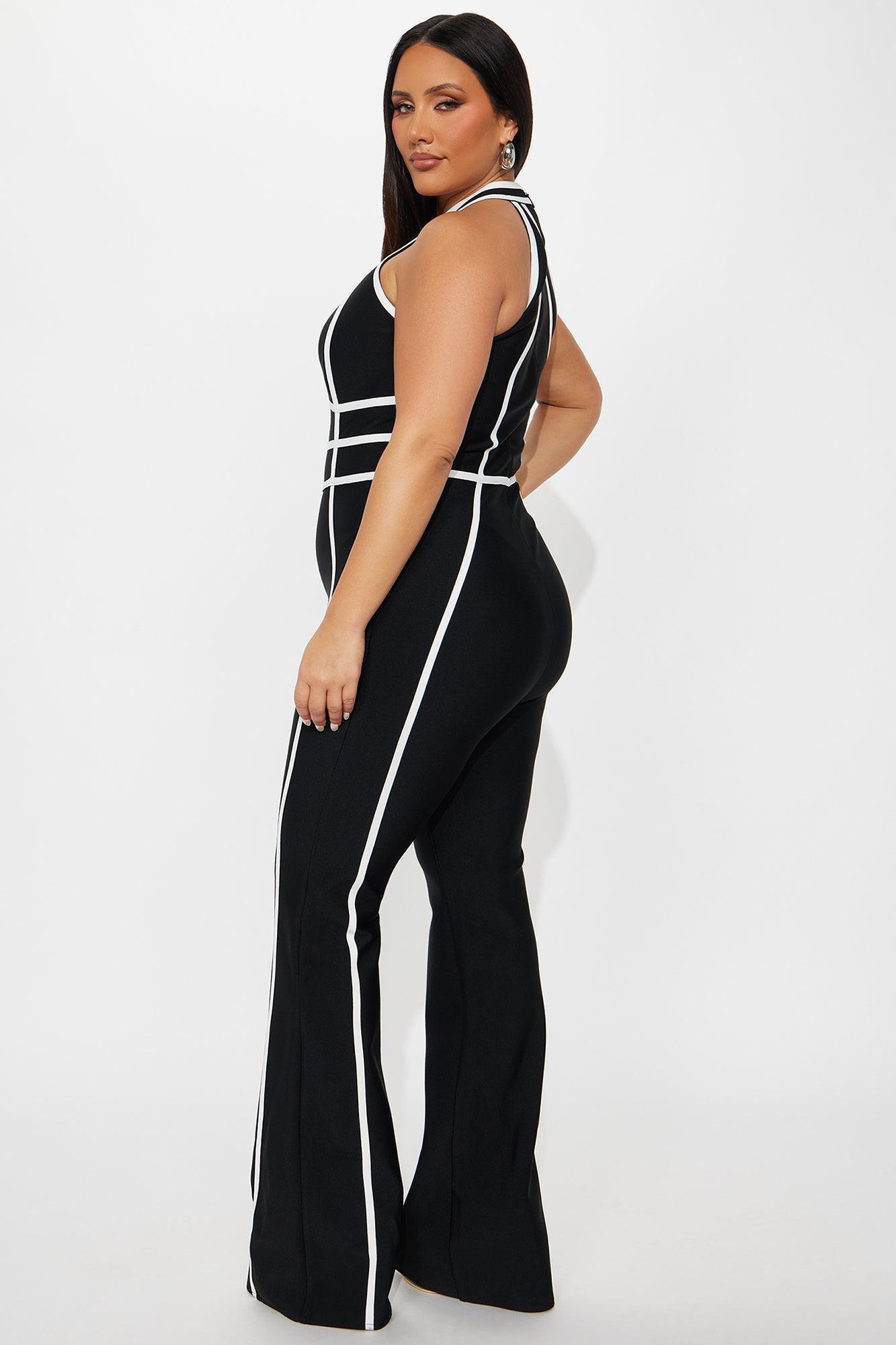 Marbella Bandage Flare Jumpsuit - Black/White Female Product Image