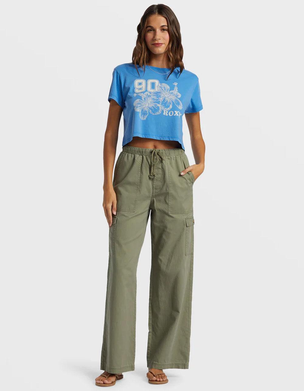 ROXY Hibiscus Collegiate Womens Crop Tee - BLUE Product Image