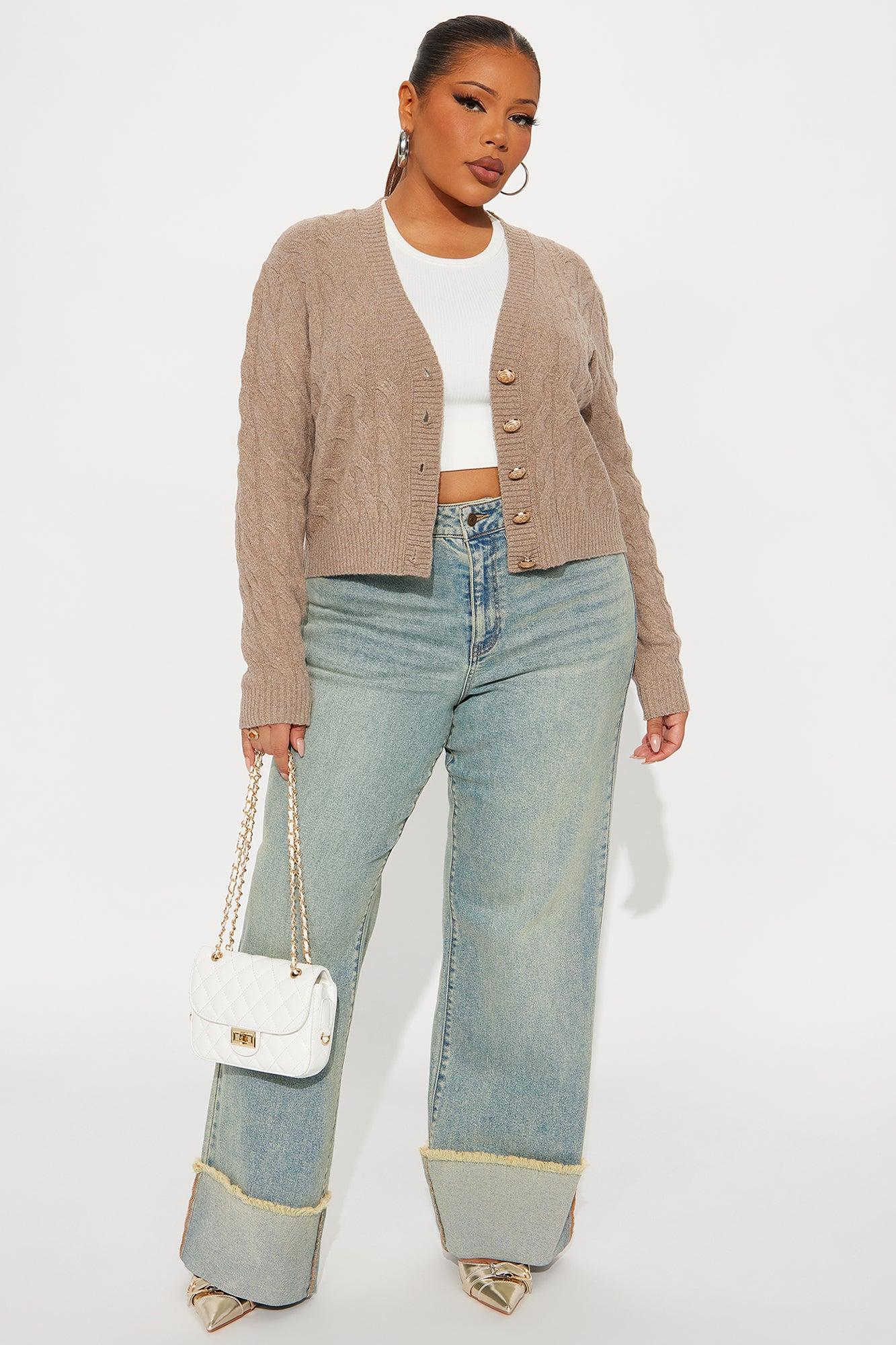 Don't Fit In Cable Knit Cardigan - Taupe Female Product Image