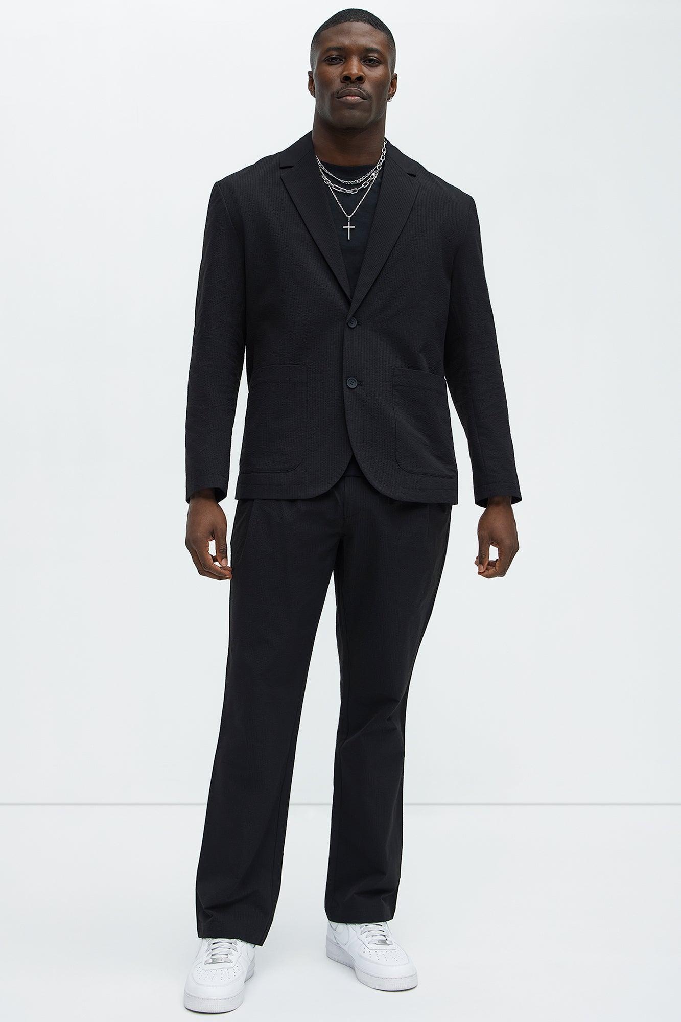 Seersucker Casual Blazer - Black Product Image