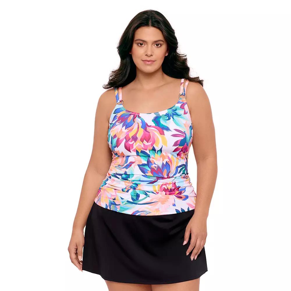 Plus Size Bal Harbour Ring Tankini Top, Womens Product Image