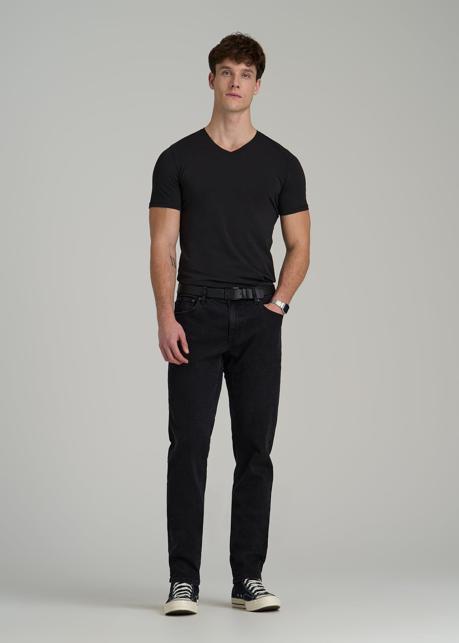 The Essential SLIM-FIT V-Neck Tee for Tall Men in Black Male Product Image