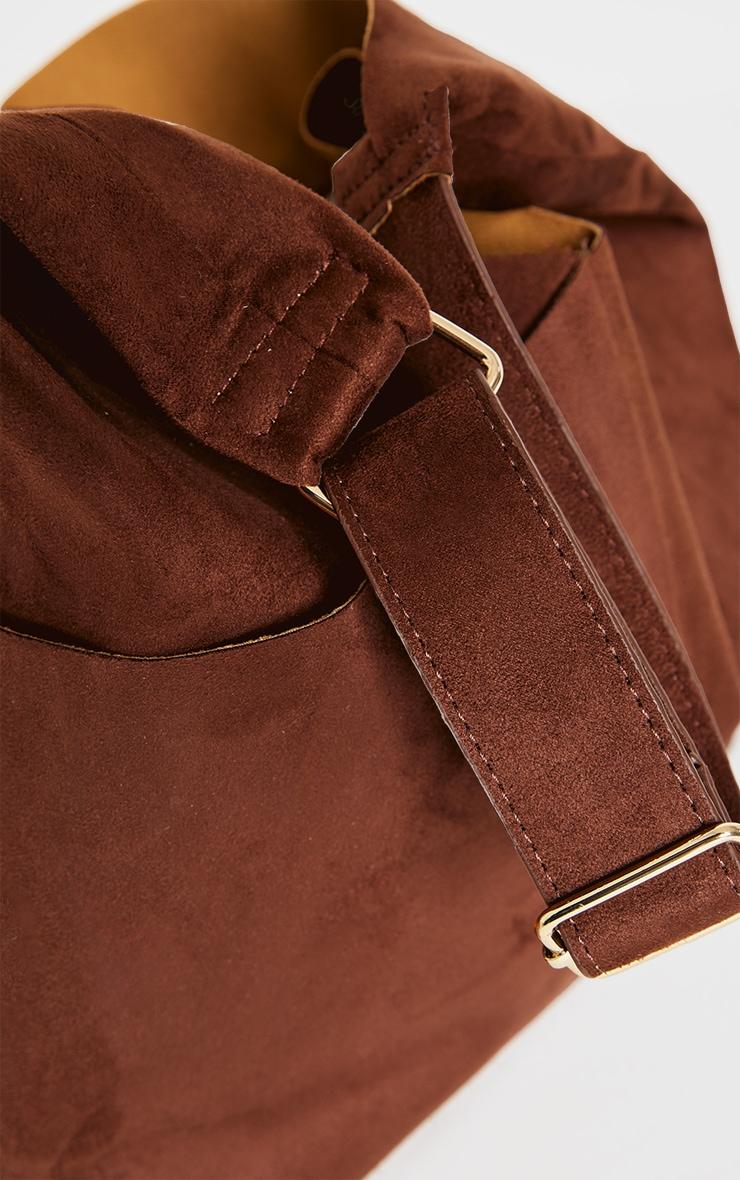 Chocolate Faux Suede Slouchy Tote Product Image