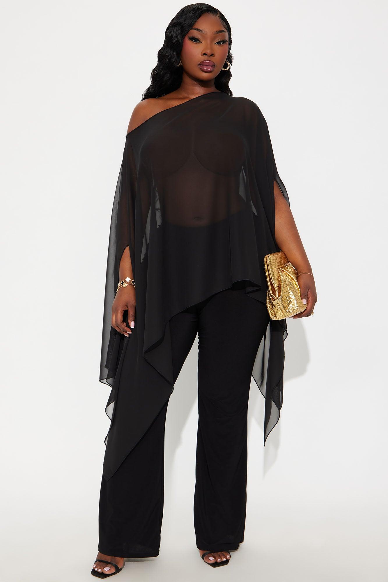 Get In Line Long Chiffon Kimono Top - Black Female Product Image
