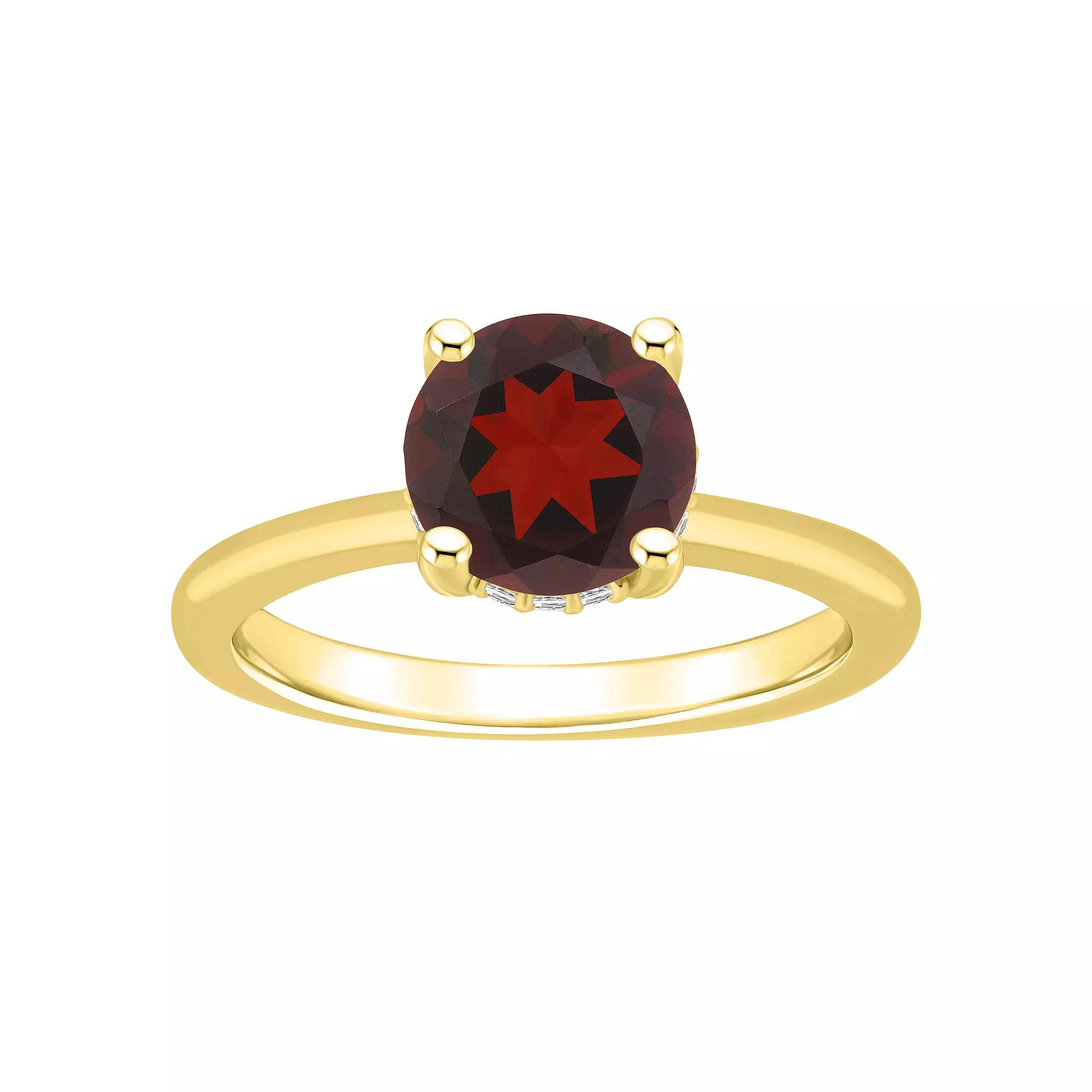 Alyson Layne 14k Gold Round Garnet & Diamond Accent Ring, Women's, Size: 7 Product Image