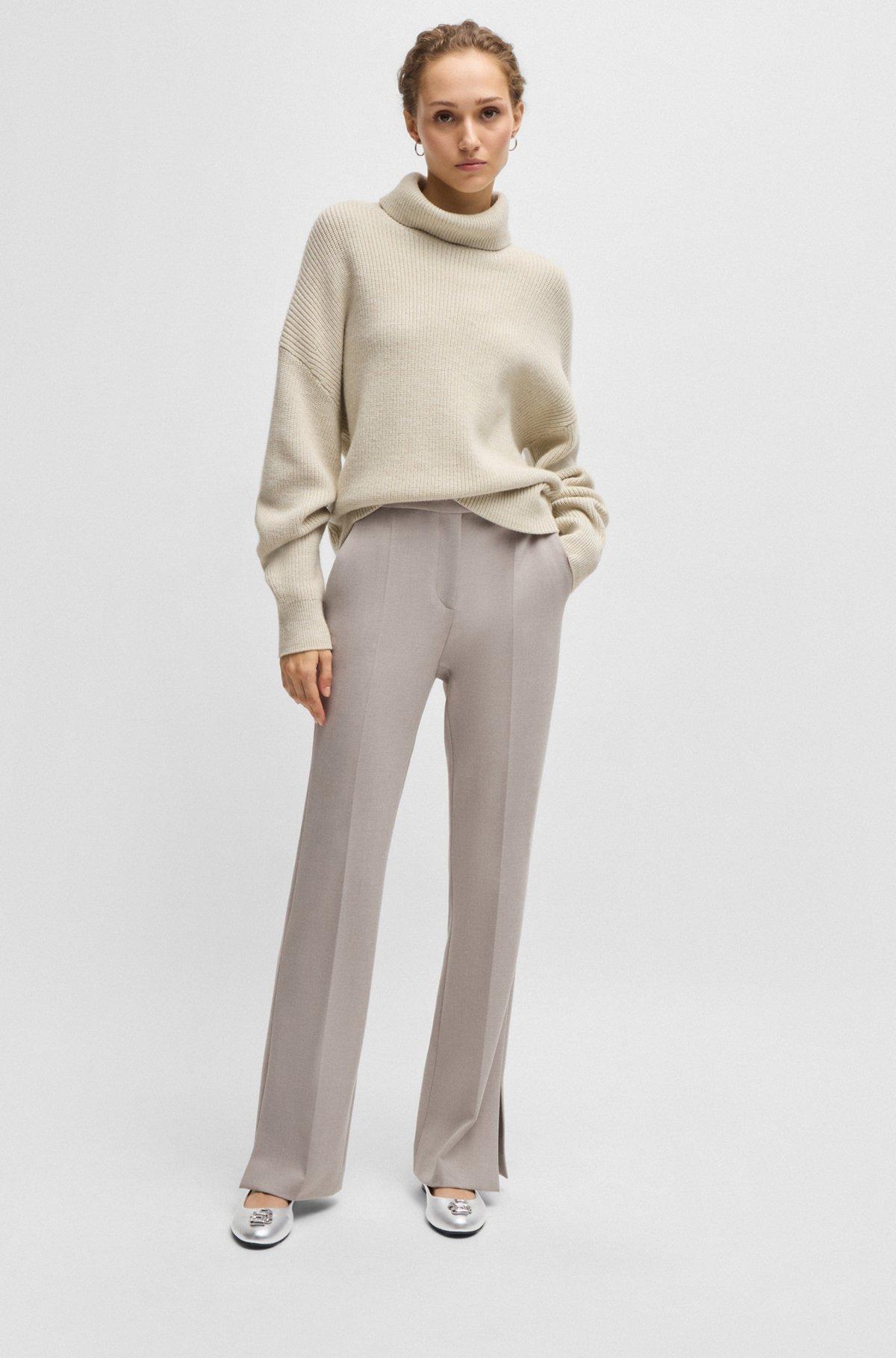 BOSS - Metallic-leather ballerina pumps with Double B monogram - Silver Product Image