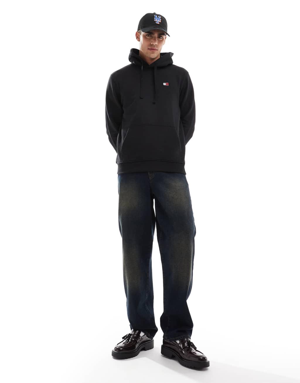 Tommy Jeans badge logo hoodie in black Product Image