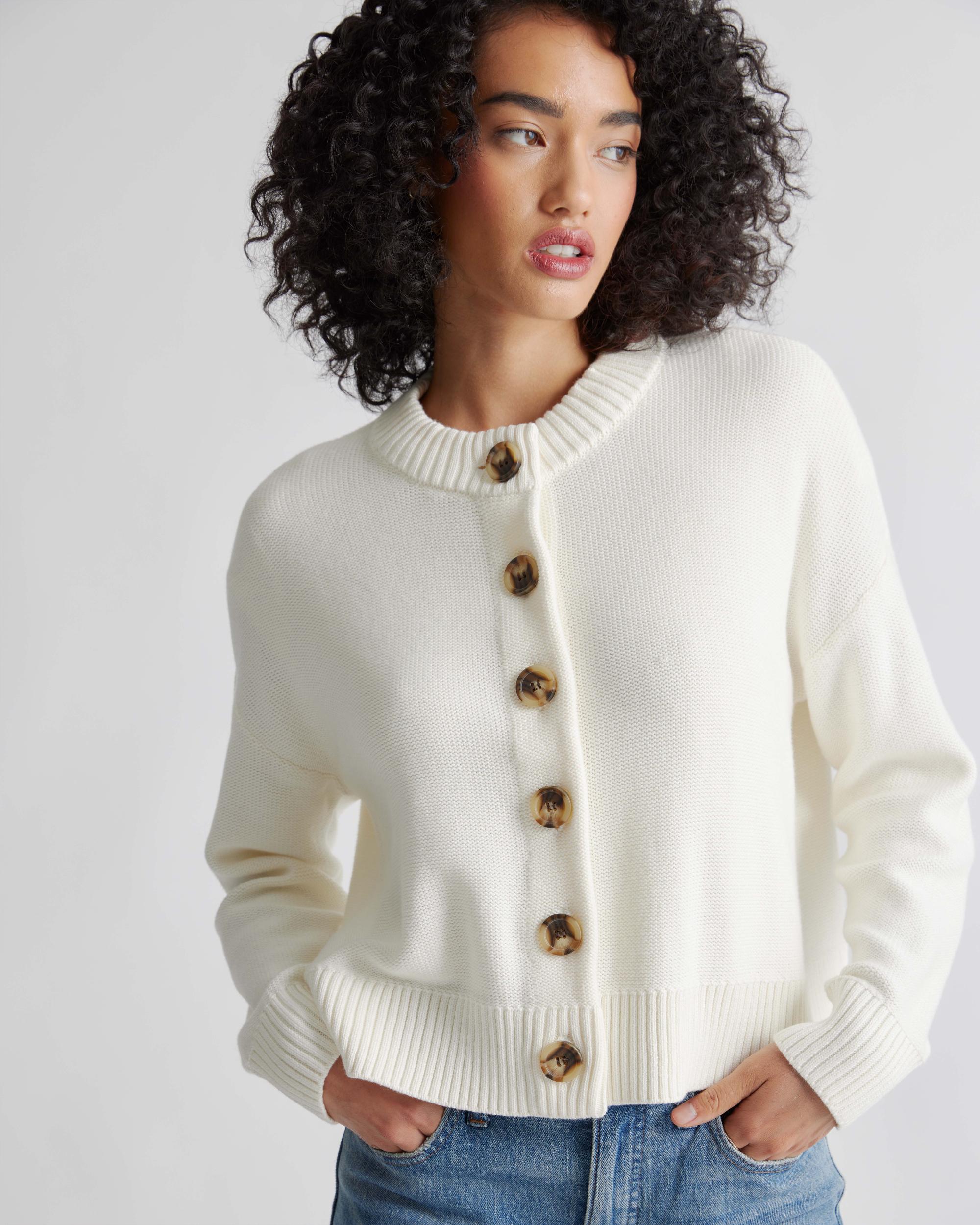 Quince | Women's Cropped Cardigan Sweater Organic Cotton Product Image