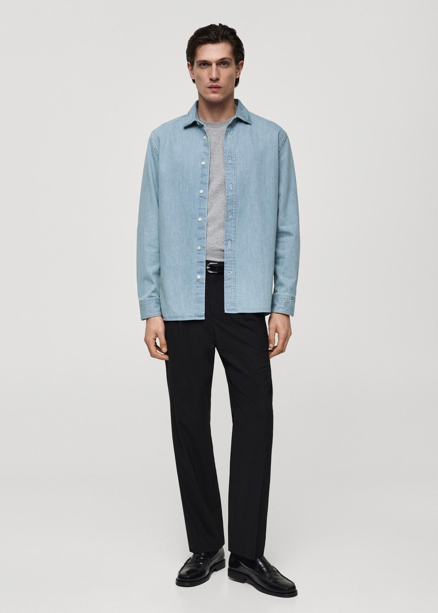 Regular fit denim shirt - Men | MANGO USA Product Image