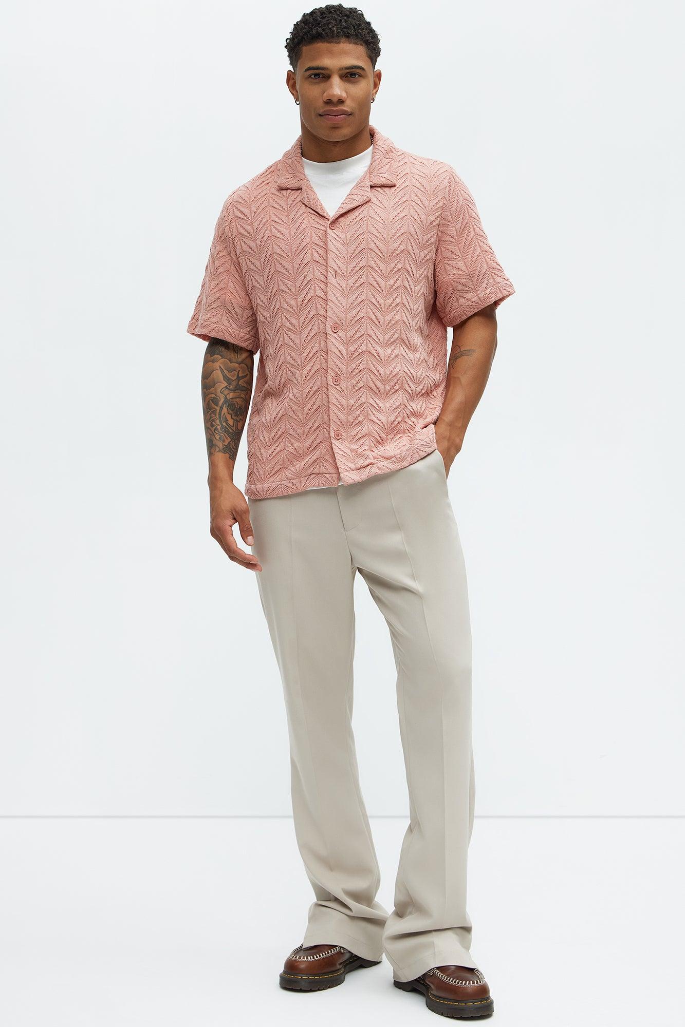 Bellvista Crochet Knitted Cuban Shirt - Pink Product Image