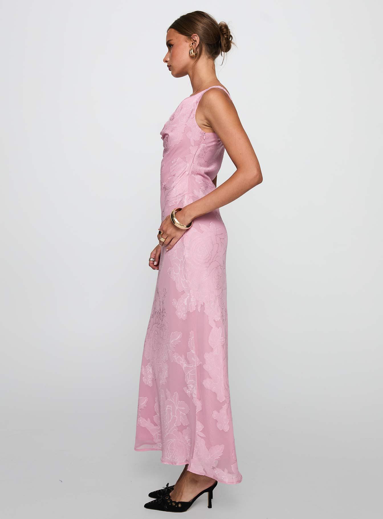Brietta Cowl Maxi Dress Pink Product Image