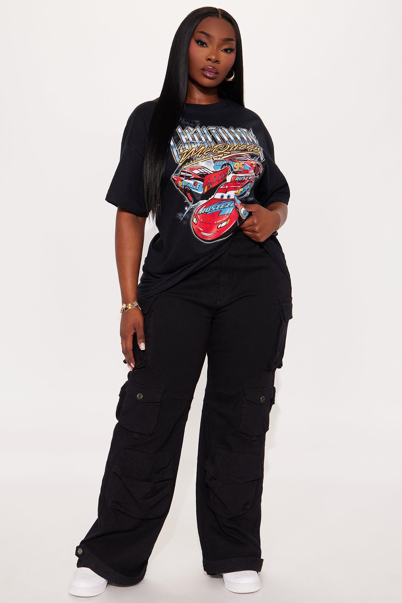 Lightening Car Retro Oversized Tee - Black Product Image