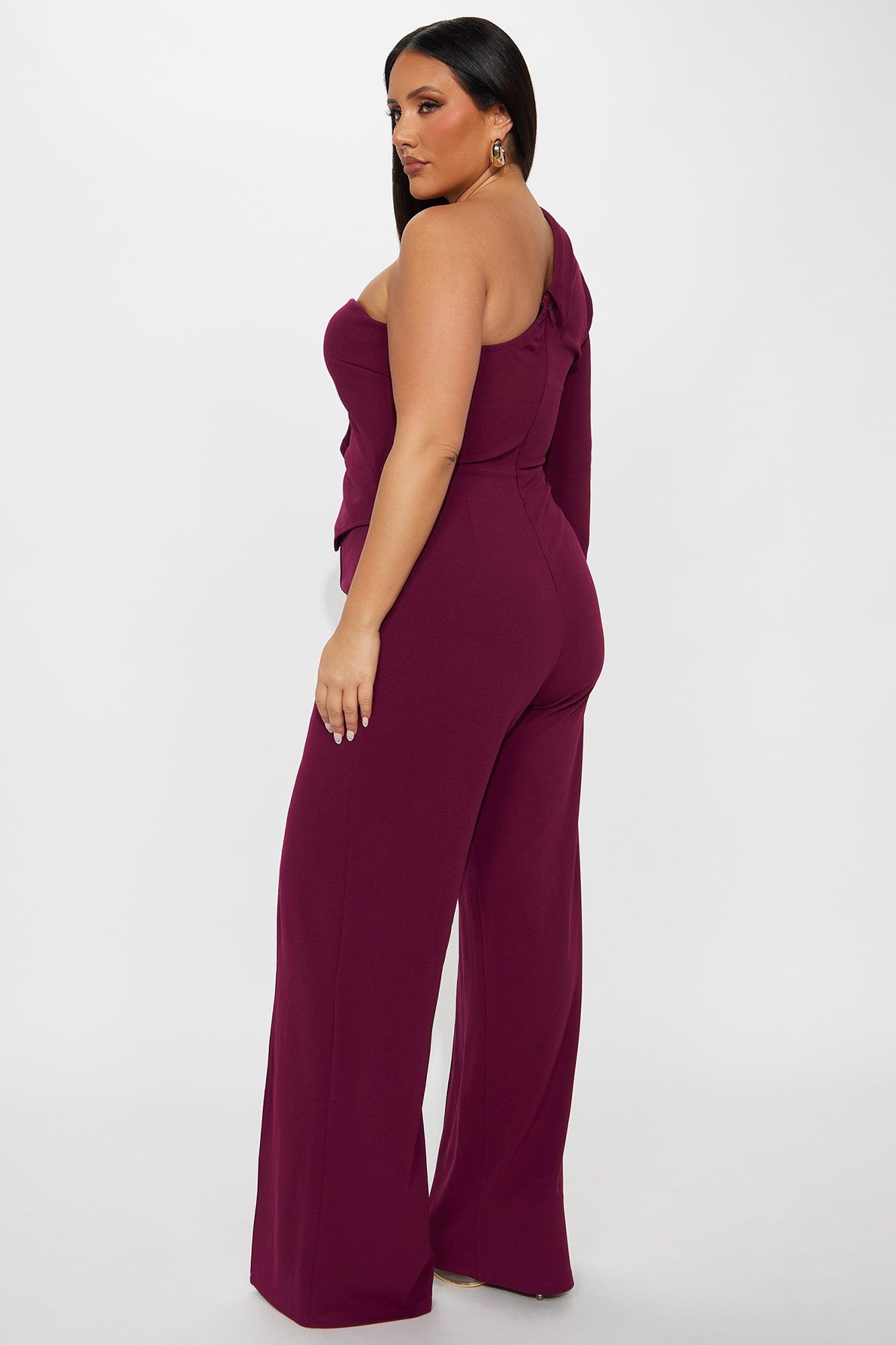 Selena One Shoulder Jumpsuit - Plum Female Product Image
