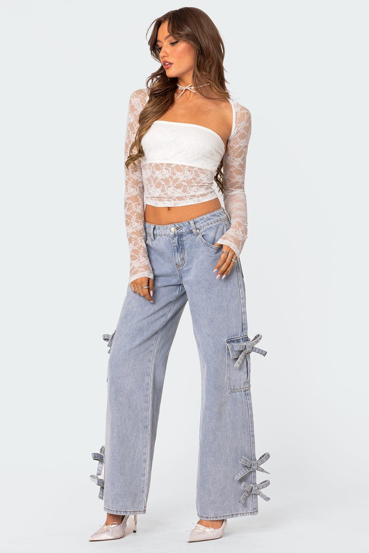 Bows 4 Days Low Rise Baggy Jeans Product Image