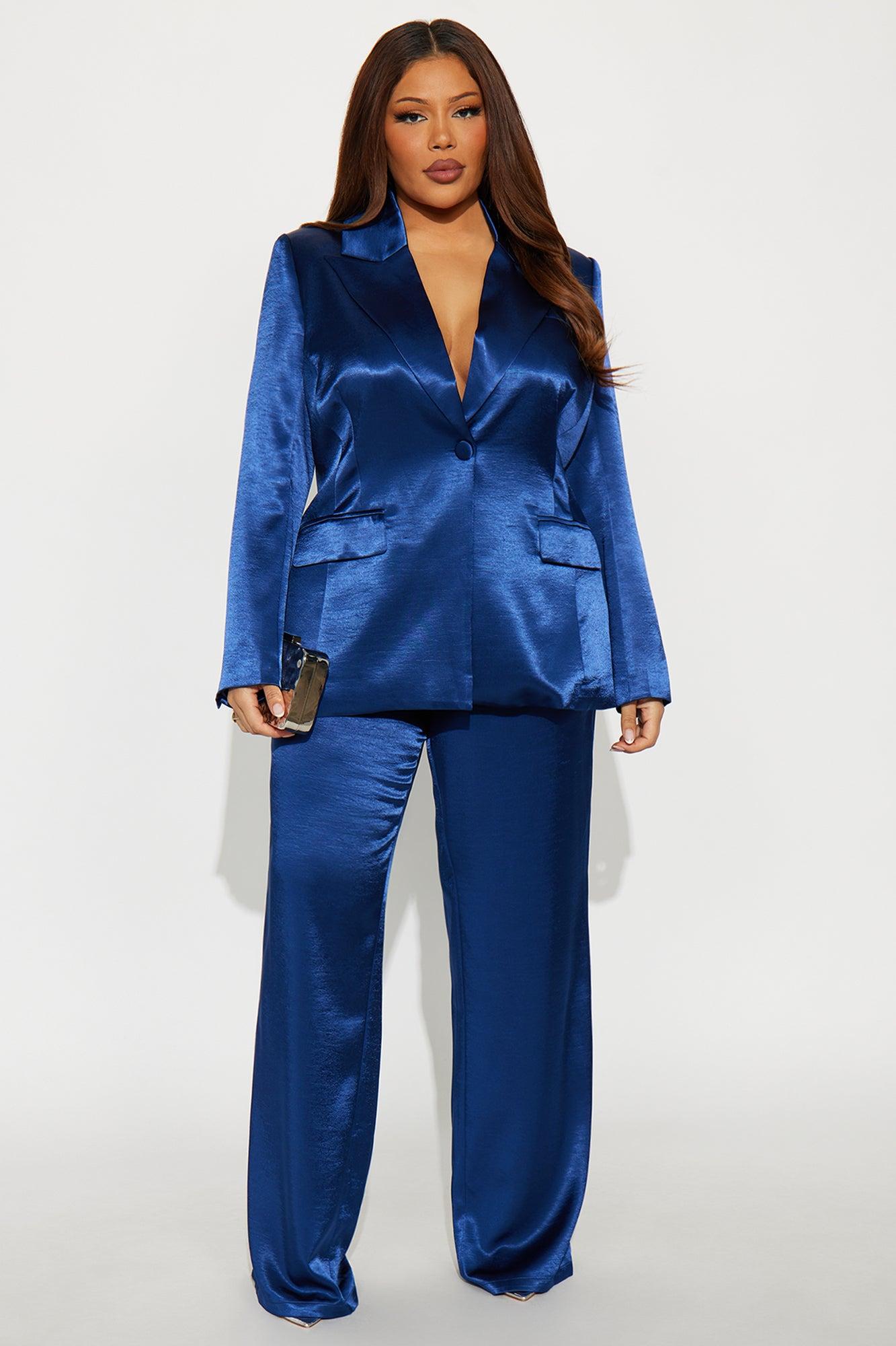 Selena Satin Hourglass Blazer - Navy Female Product Image