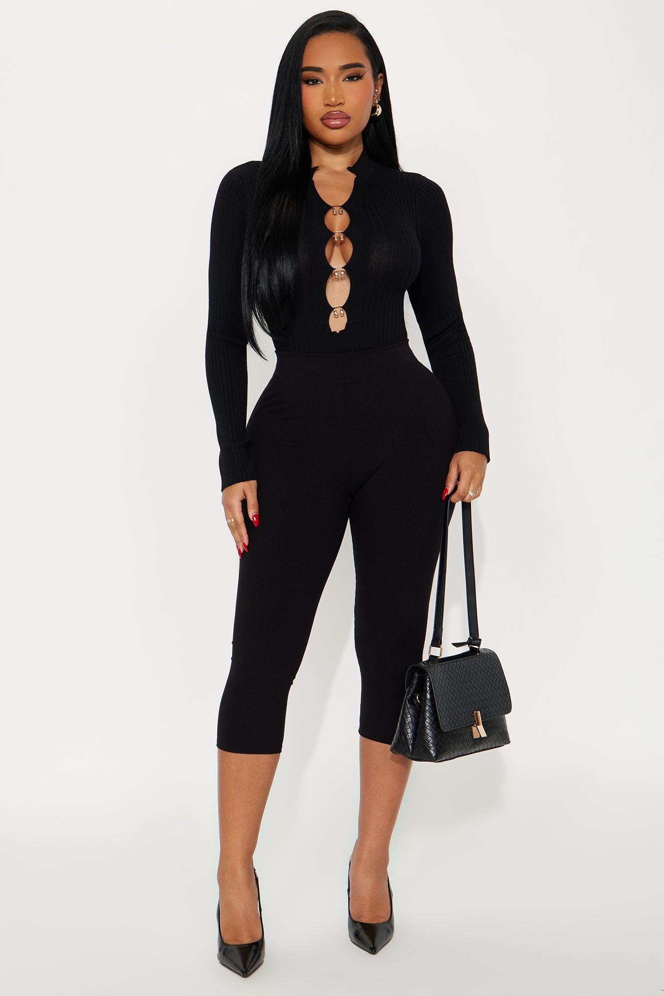 Harmony Ribbed Cut Out Bodysuit - Black Female Product Image