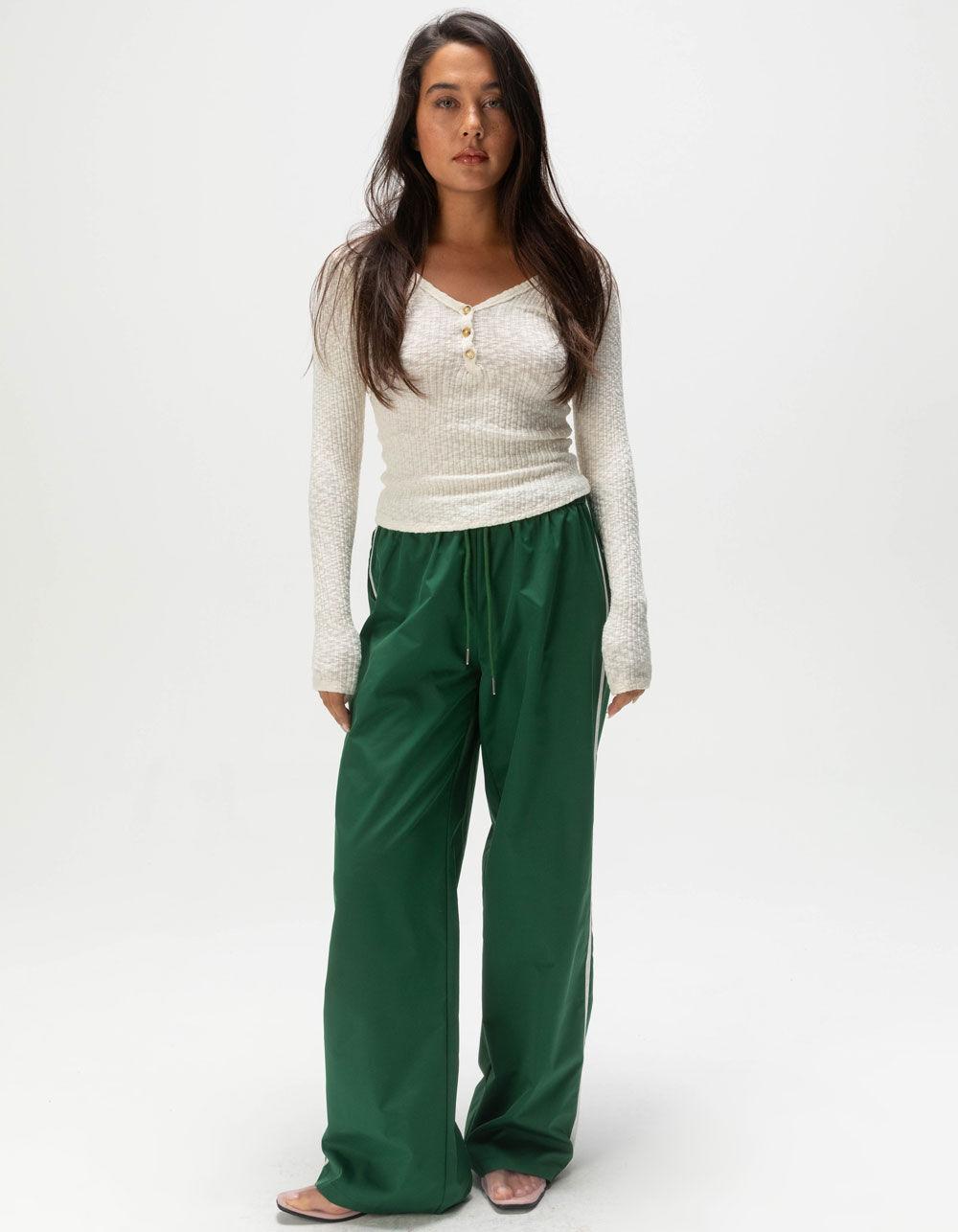 FULL TILT Womens Rib Long Sleeve Henley Top - BURGUNDY Product Image