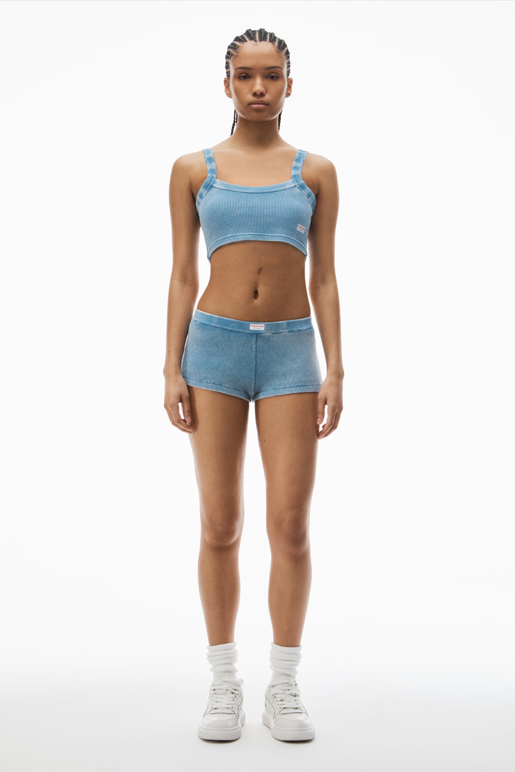 Cropped Camisole In Waffle-knit Cotton Stretch Product Image