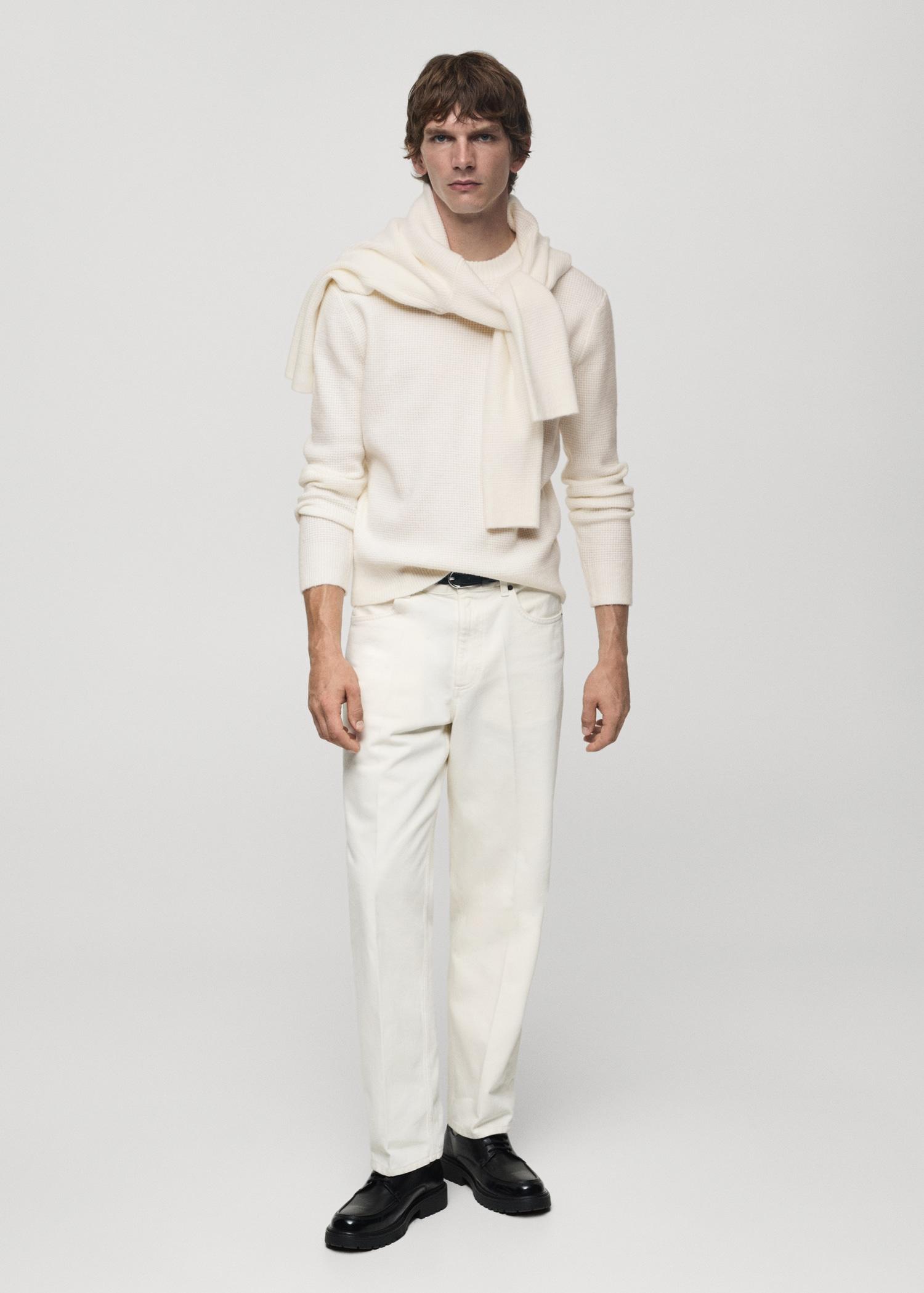 Knitted sweater with check structure - Men | MANGO USA Product Image