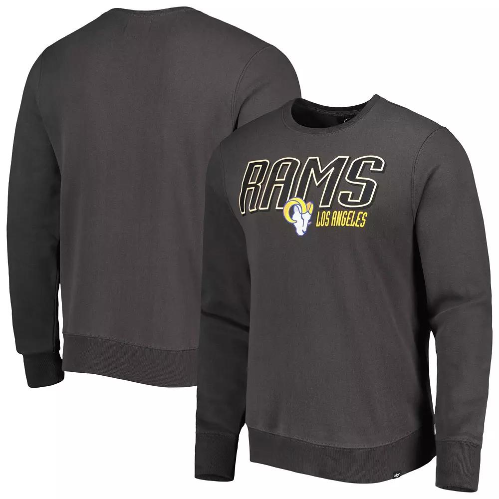 Men's '47 Charcoal Los Angeles Rams Locked In Headline Pullover Sweatshirt, Size: Medium Product Image