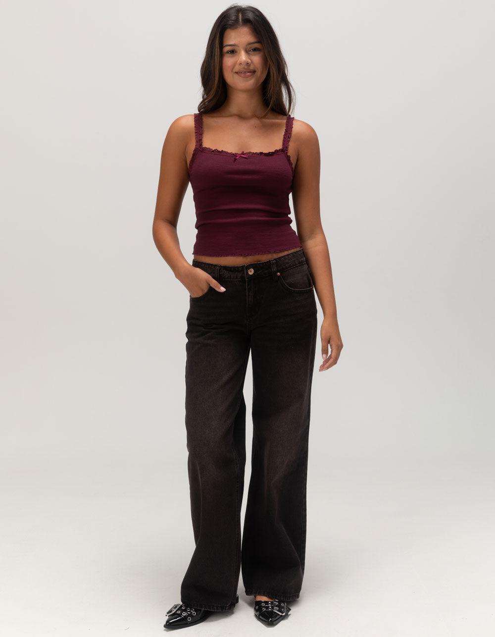 RSQ Womens Ruffle Tank Top - BURGUNDY Product Image