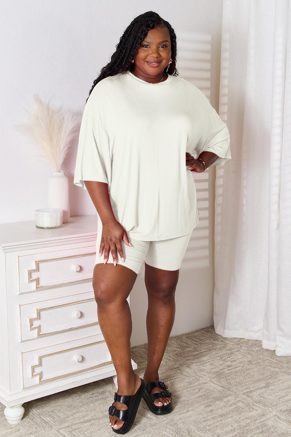 Basic Bae Full Size Soft Rayon Three-Quarter Sleeve Top and Shorts Set Product Image