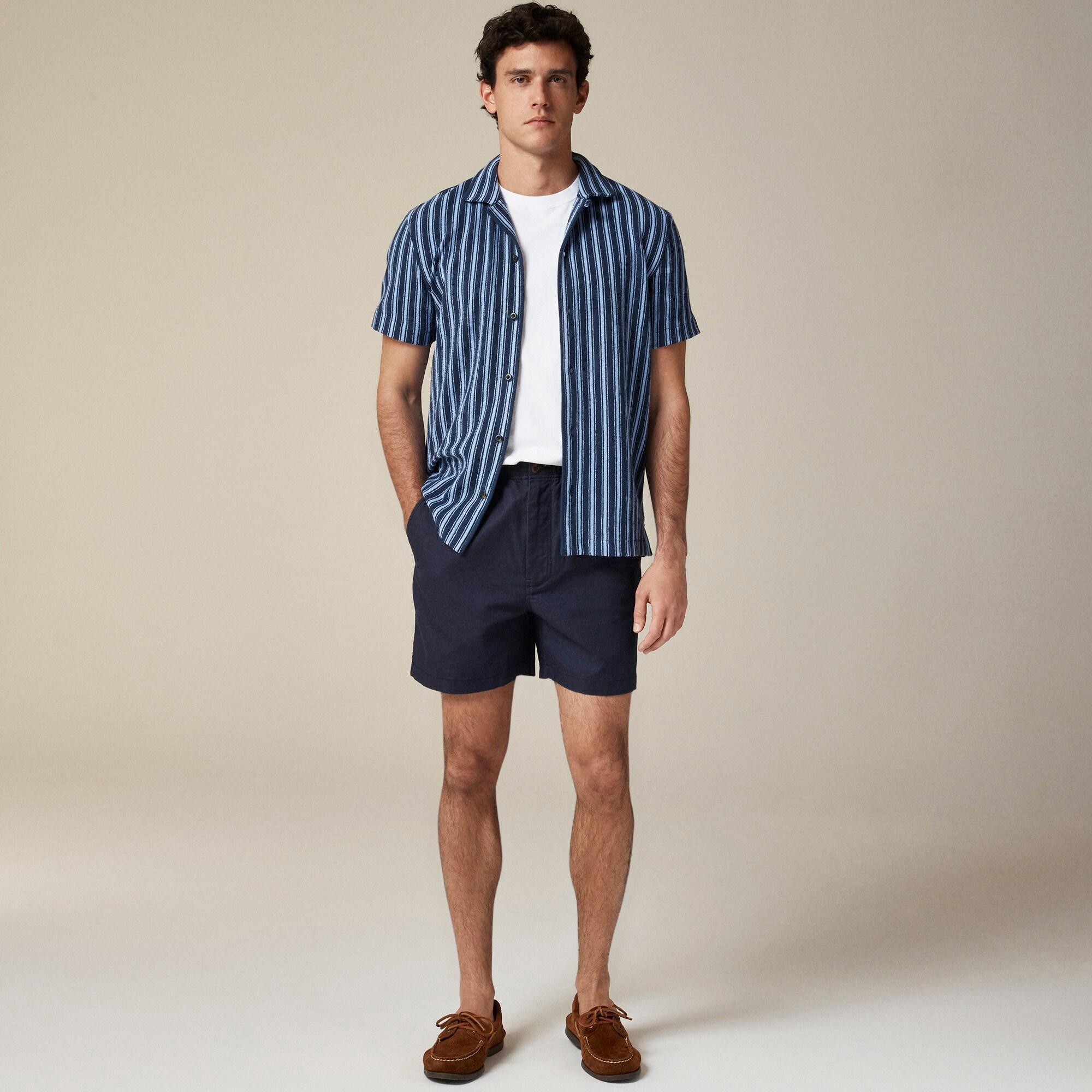 Textured camp-collar sweater-tee in stripe Product Image