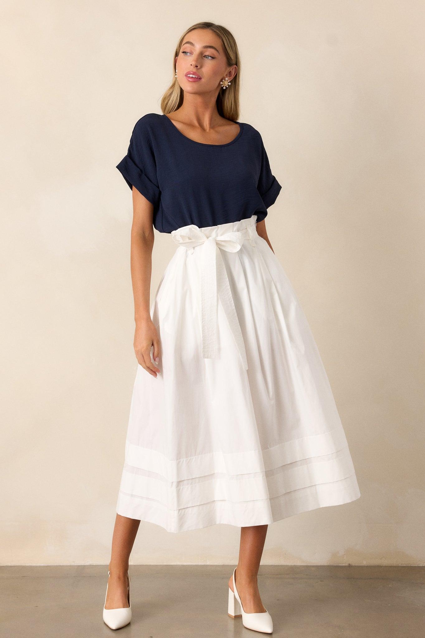 Elevated Classic Navy Short Sleeve Top Product Image