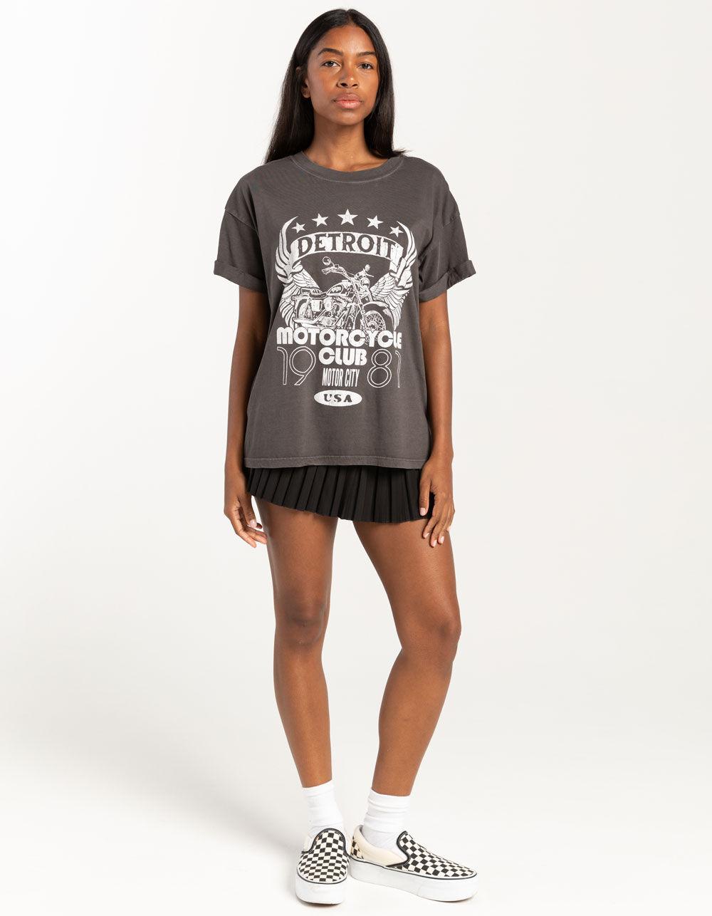 GIRL DANGEROUS Detroit Motorcycle Club Womens Boyfriend Tee - WASHED BLACK Product Image